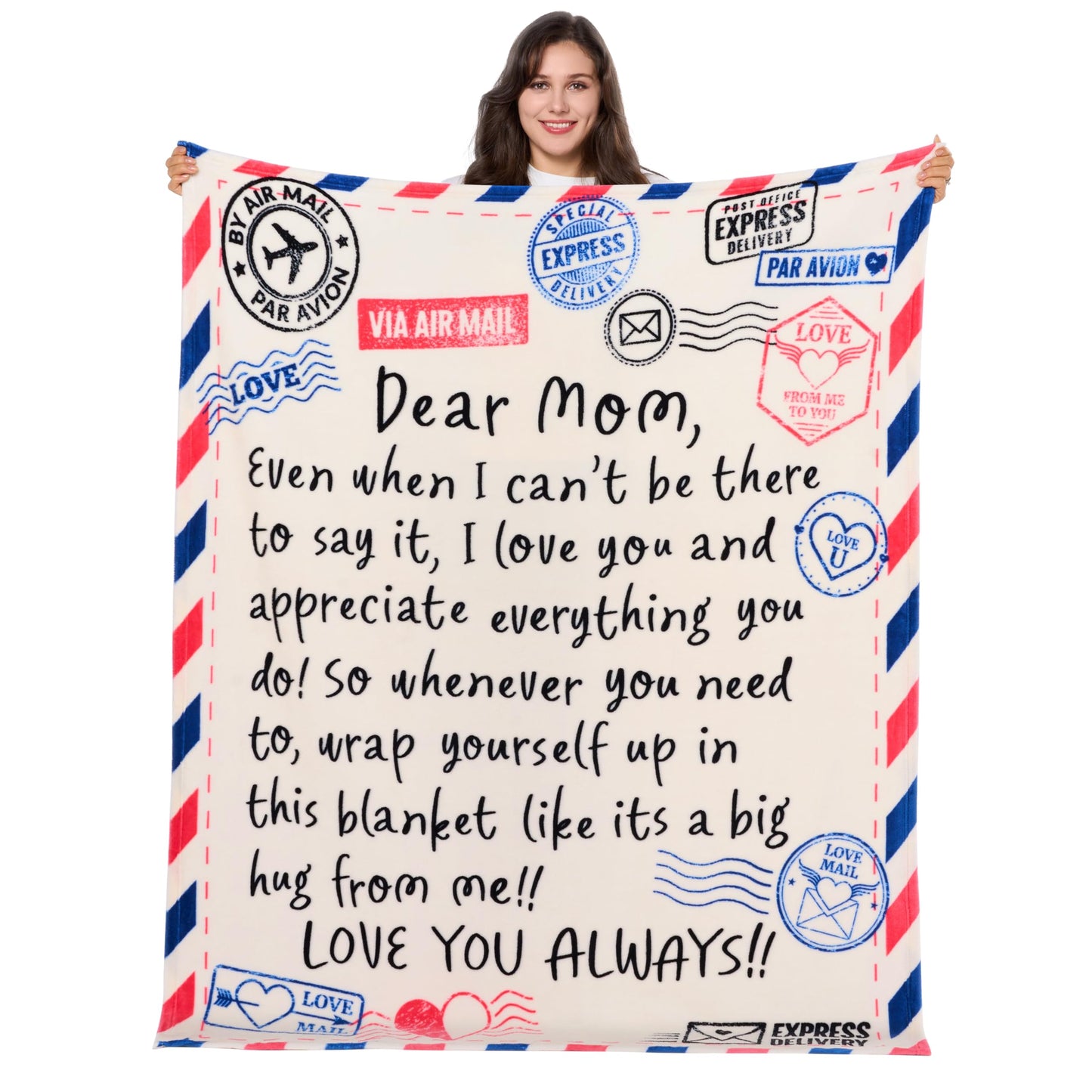 Joiedomi Birthday Gifts for Mom Soft Flannel Mom Blanket for Mothers Day Anniversary from Daughter Son 50" x 60" Ivory White