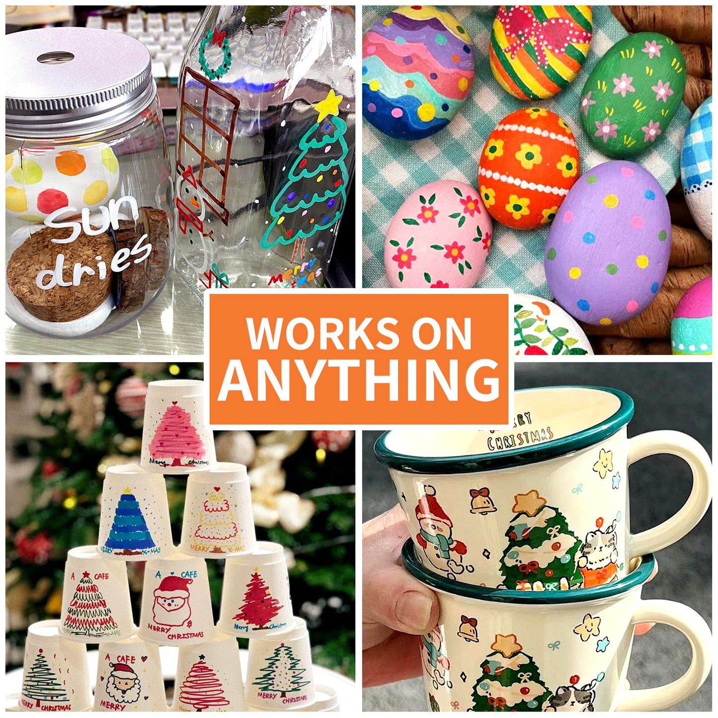 White Paint Pens Permanent Paint Markers - 24 Pack Oil Based Marking Pens, Medium Point, Quick Drying and Waterproof for Rock Painting Car Tyre Metal, Plastic, Canvas, Wood, Glass