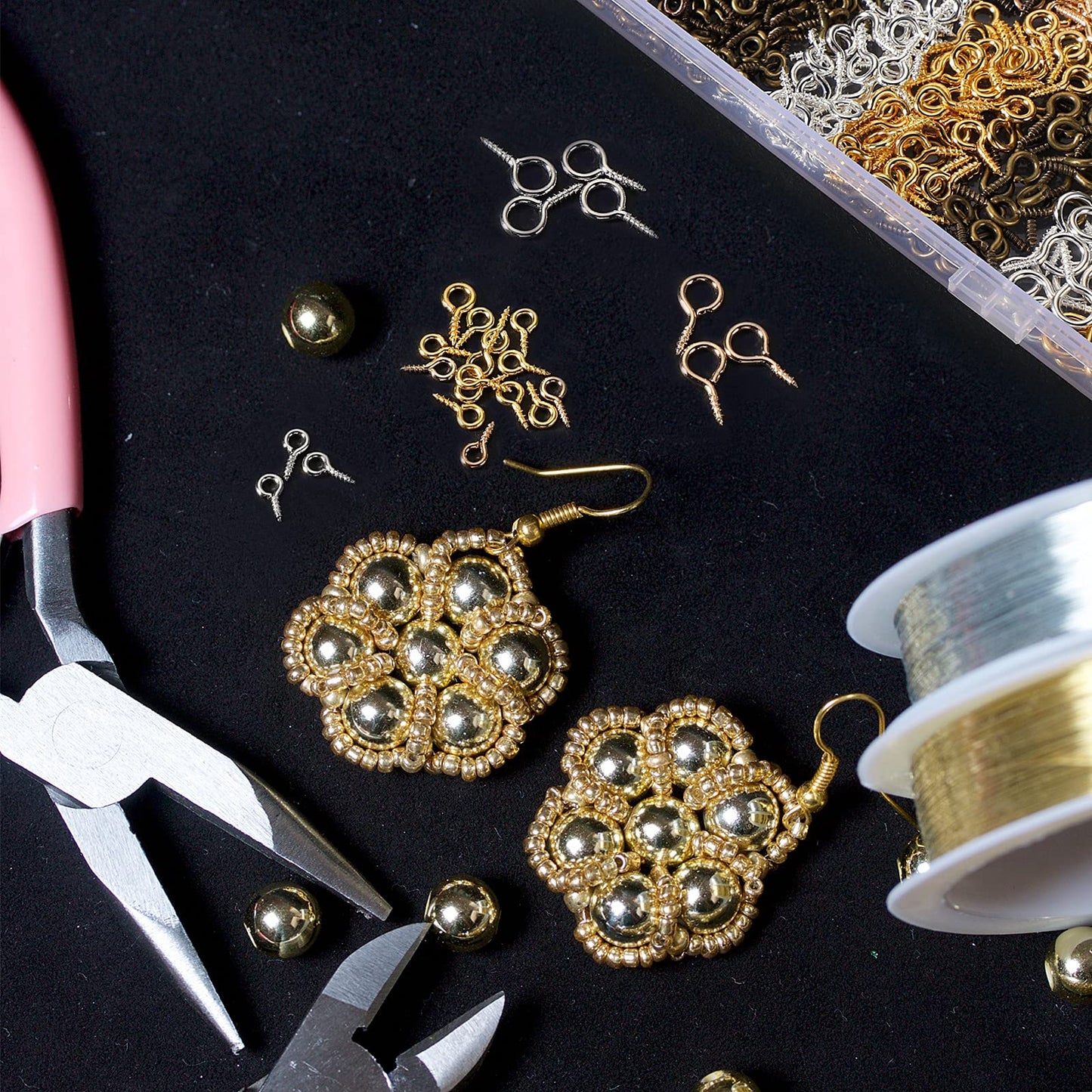 600 Pcs Screw Eye Pins Hooks 6 Colors Small Metal Eyelet Mini Screw Pin Peg Self Tapping Eye Hooks for Jewelry Making DIY Art Crafts(4 x 8 mm, 5 x 10 mm, 6 x 13 mm)