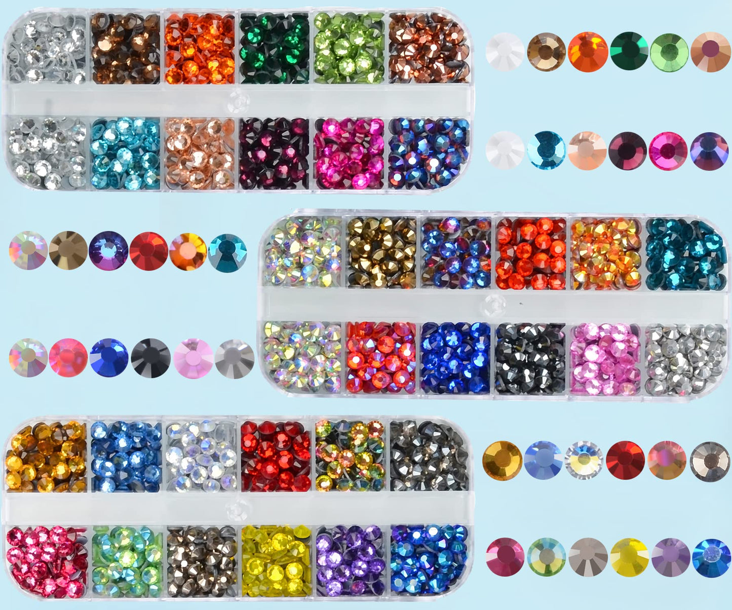 1600pcs+ Flatback Glass Hotfix Iron On Rhinestones Crystal for DIY Making with 1 Tweezer & 1 Picking Pen for Shoes, Clothes, Face Art, Bags, Manicure (34-Colors, SS 20)