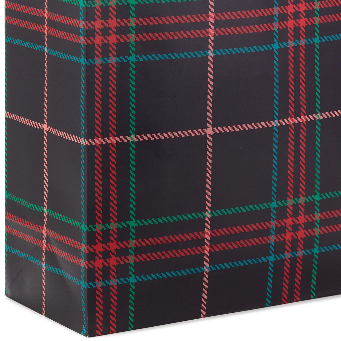 15" Extra Large Christmas Gift Bag Set (2 Bags: Classic Santa, Black, Red and Green Plaid) for Friends, Family, Teachers, Coworkers