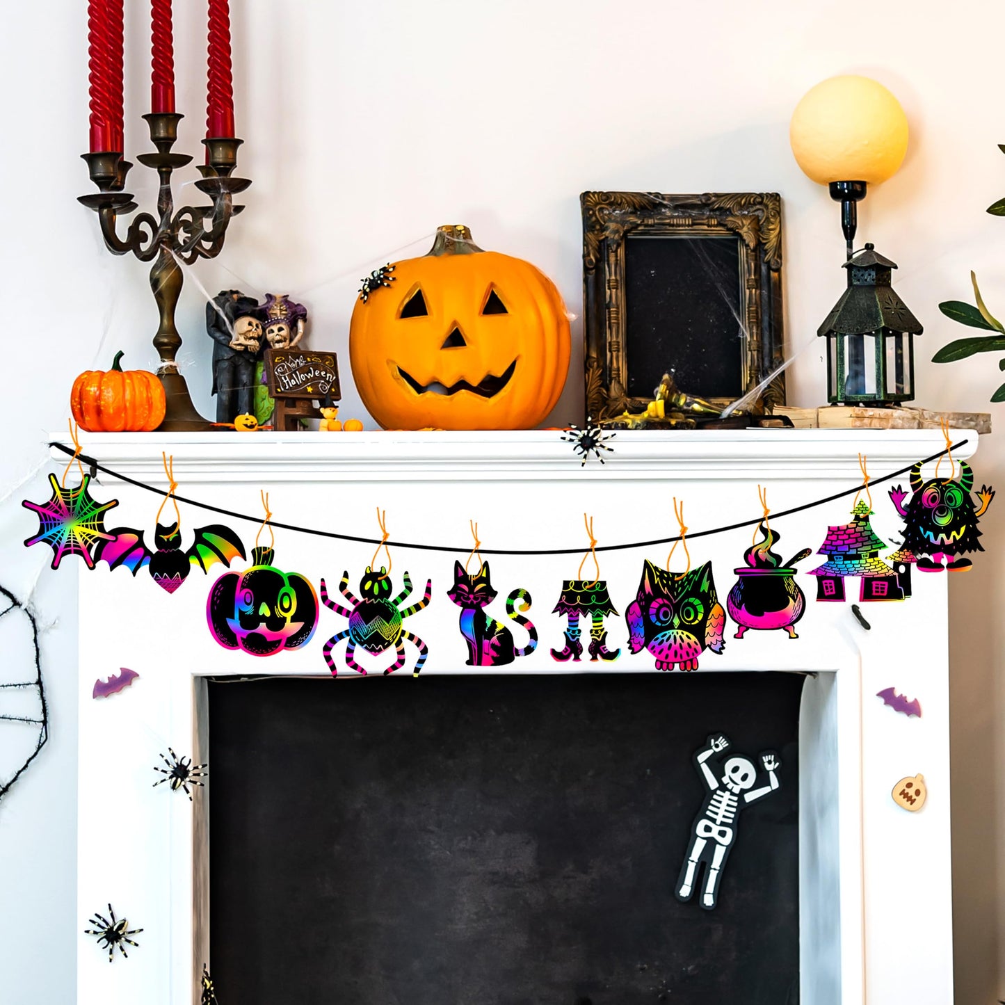 36 Pcs Halloween Rainbow Scratch Paper Art Crafts for Kid, Halloween Party Favors, Scratch Off Cards with 18 Designs for Party Supplies, Classroom Activities Game Goodies Gifts (Age 3+)