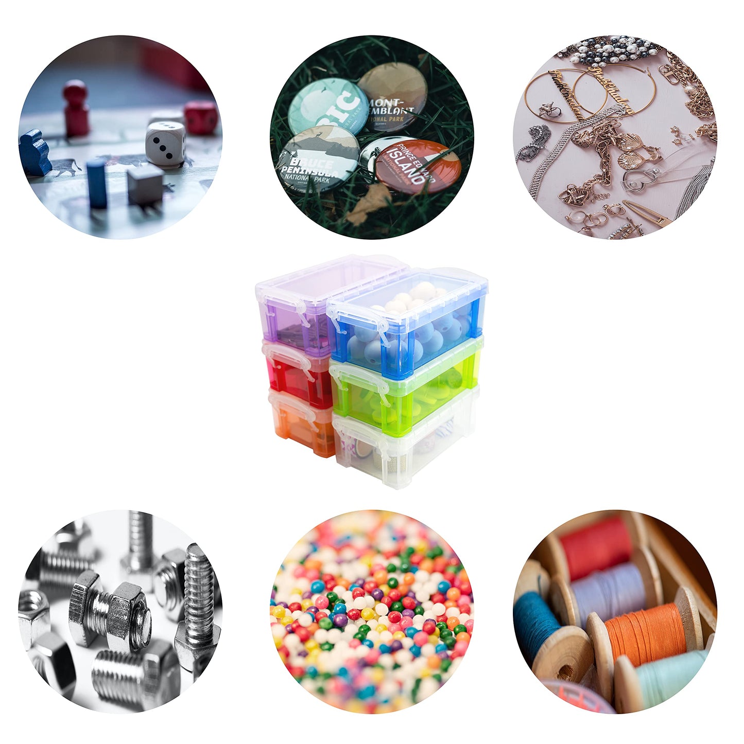 testyu Small Plastic Box, 4.3" X 2.3" X 1.5" Stackable Mini Storage Box with Lid, Clear Organizer Container for Jewelry Beads Small Crafts Items Accessories - 6 Pack