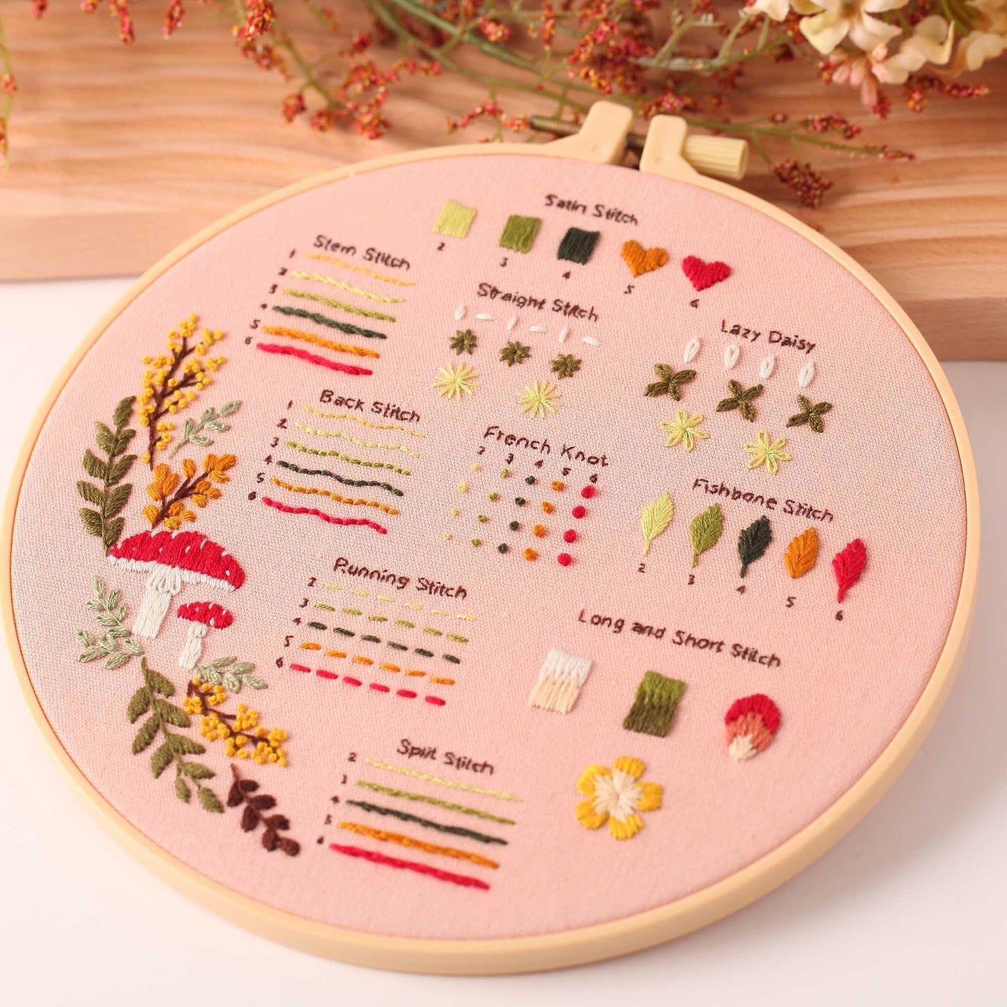 4P Beginner Embroidery Kit,Natural Landscape Pattern,Cross Stitch Kits, Including Stamped Embroidery Cloth with 2 Embroidery Hoops, Multicolor Color Threads for Embroidery Kits