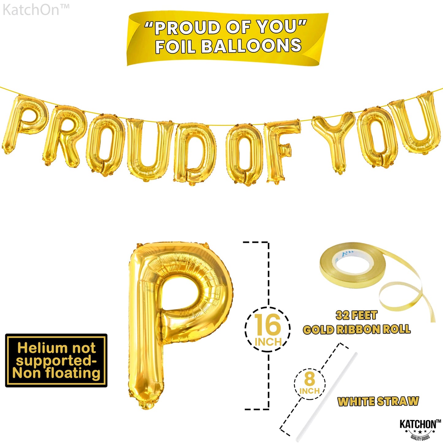 KatchOn, Gold Proud of You Balloons - 16 Inch | Mylar Foil Balloon Banner For Graduation Party Decorations | We Are So Proud Of You Balloon Banner For Graduation Decorations 2026