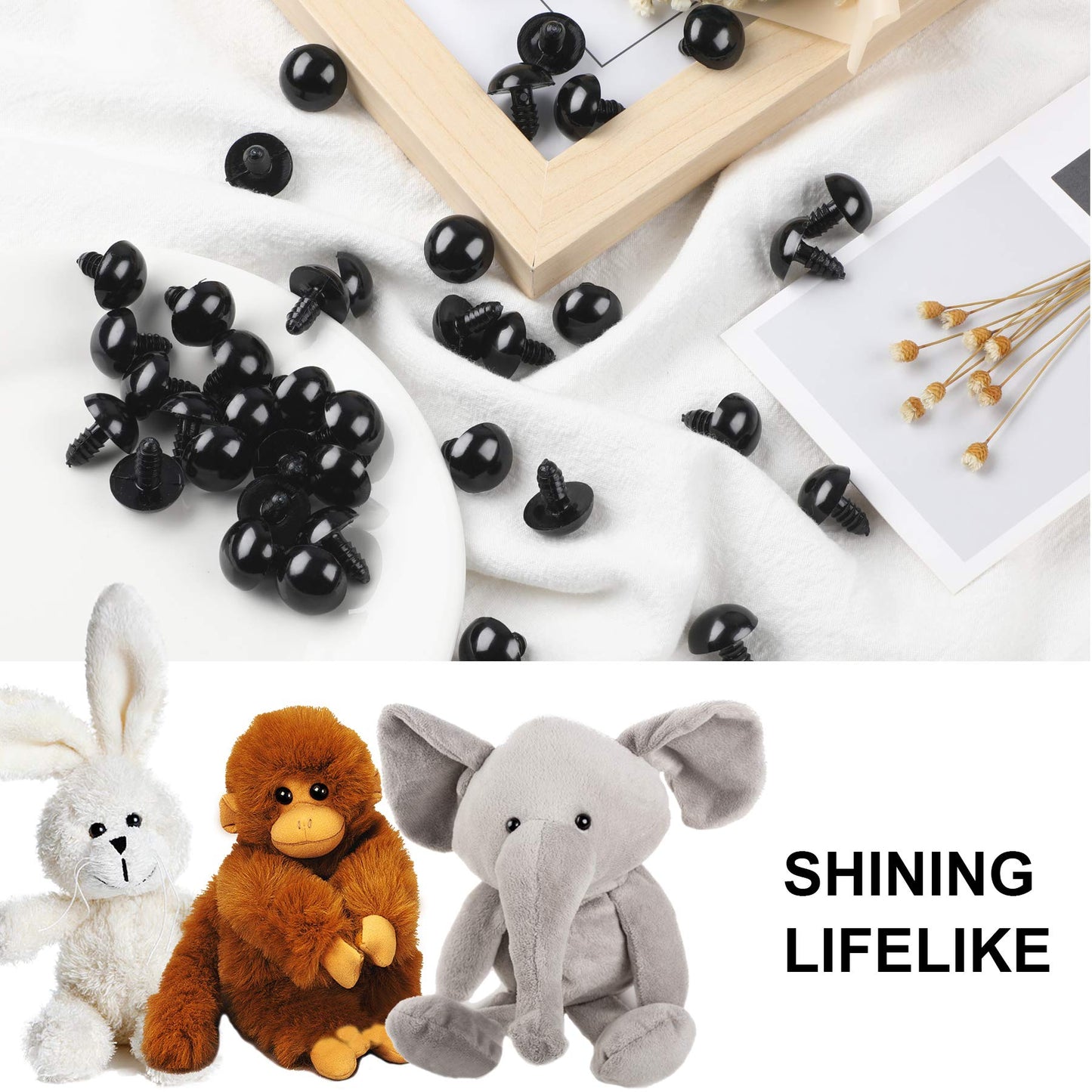 UPINS 120PCS Plastic Safety Crochet Eyes Bulk with 120PCS Washers for Crochet Crafts (0.24Inch/6mm)