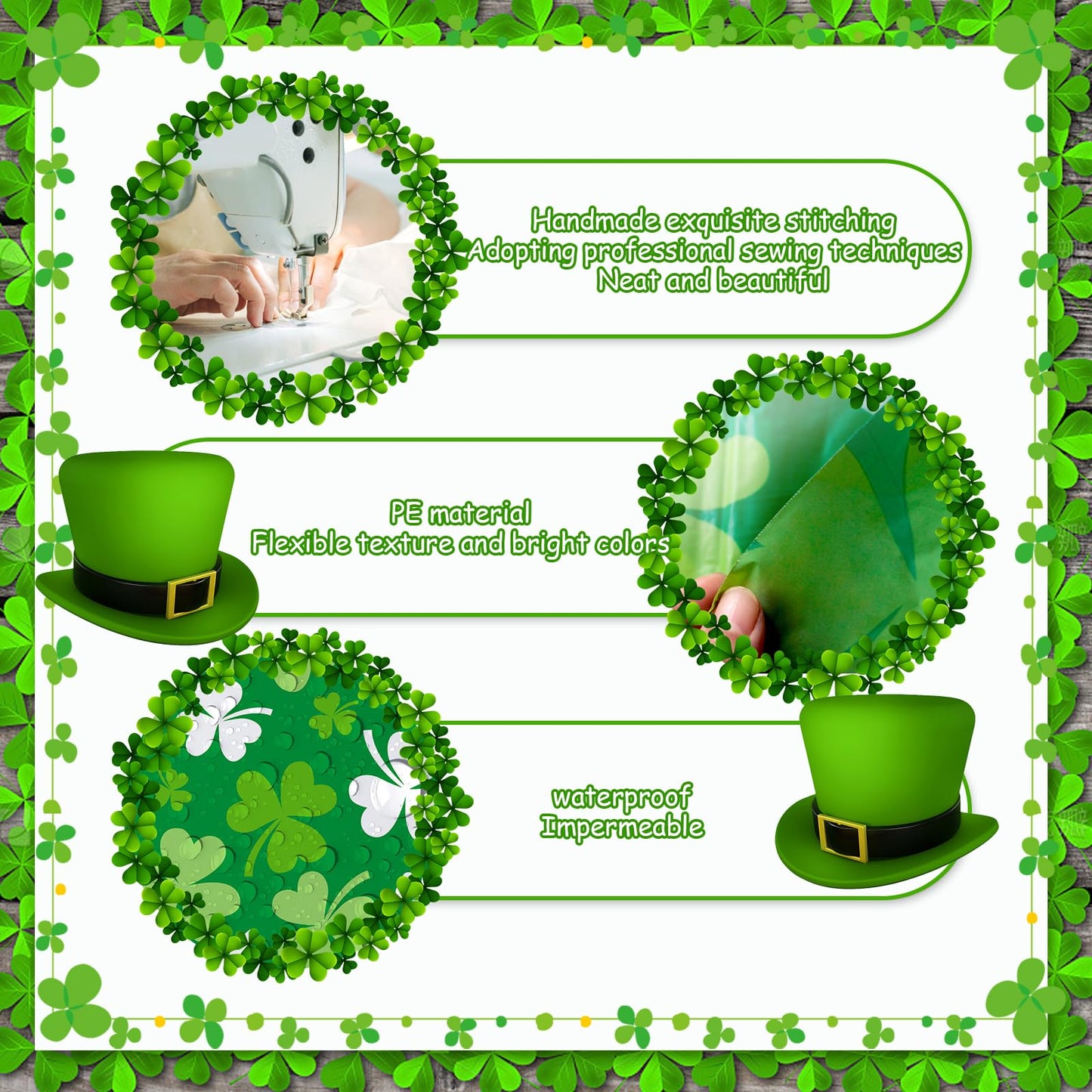 St patricks Day Decorations,2Pcs 54”x108”Shamrock Tablecloth Waterproof Irish Green St Patricks Table Cloth St patrick's Day Party decorations Outdoor Indoor Dining Room Mantel Supplies(Green Clover)