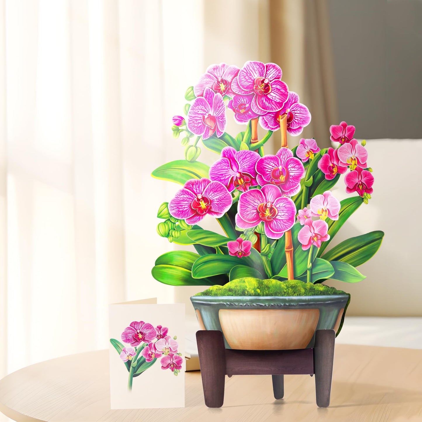 Airpark Mothers Day Gifts Pop Up Flower Card, 3D Orchid Bouquet Mothers Day Cards for Mom Women, Birthday, Thank You, Teacher Appreciation Gifts, Floral Card with Envelope & Note