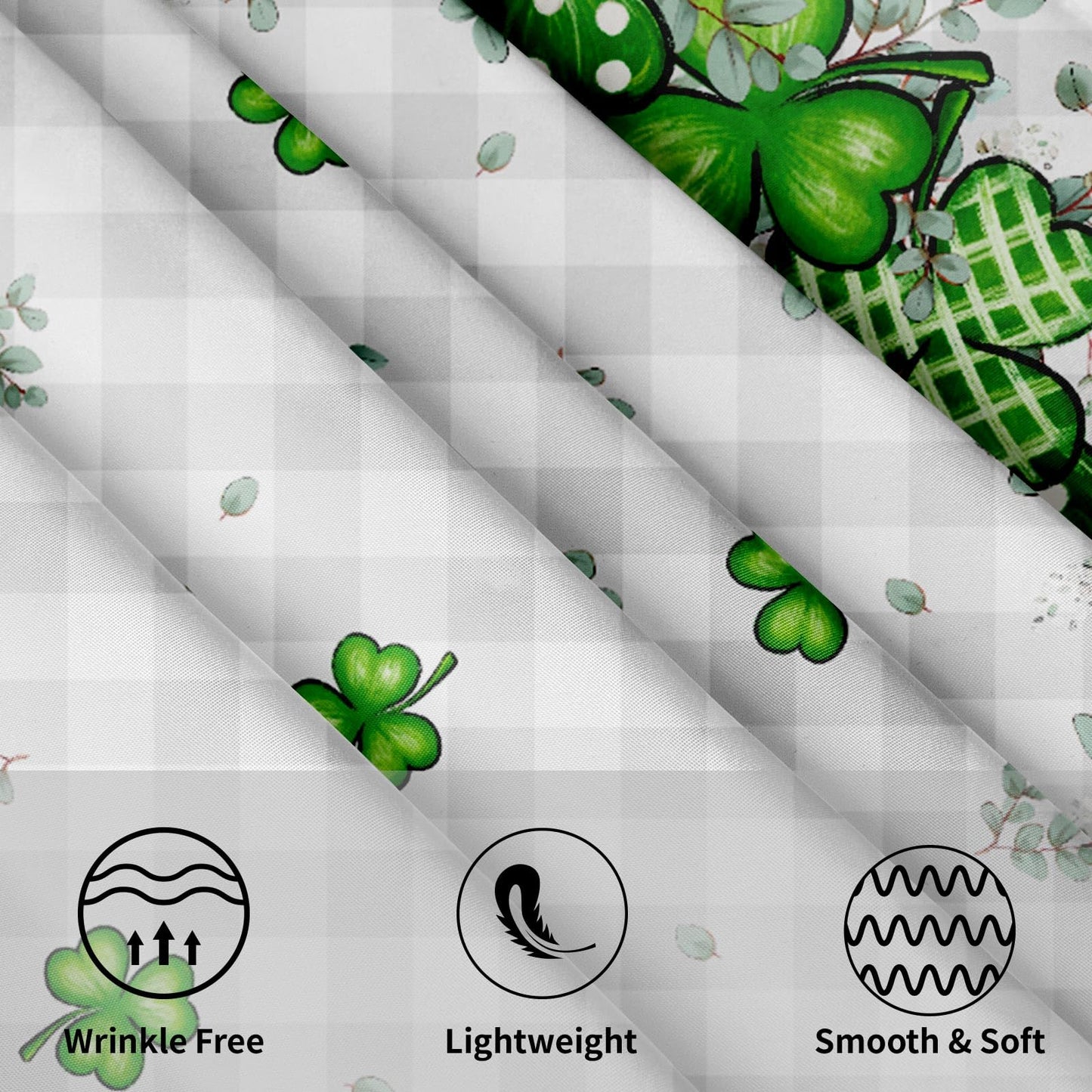 St. Patrick's Day Tablecloth 60x60 Inch Round Buffalo Plaid Shamrock Eucalyptus Table Cloths Spring Irish Dust-Proof Spill Proof Table Covers for Farmhouse Holiday Party Dining Kitchen Tabletop Decor