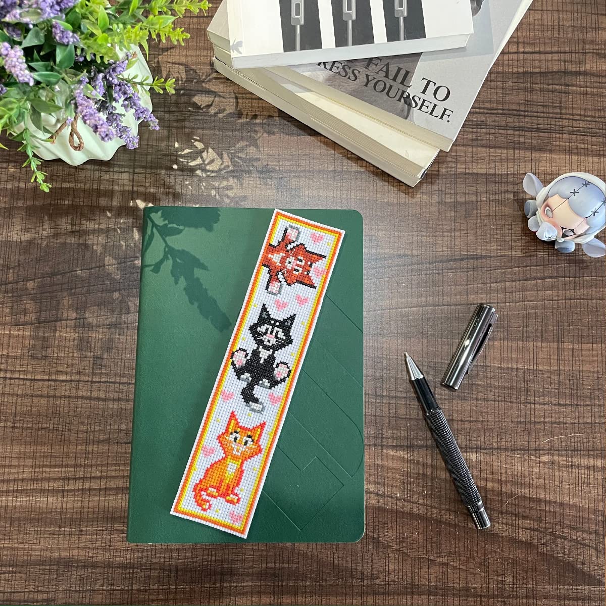 3 PCS Cross Stitch Bookmark Kit,Stamped Bookmarks Cross Stitch Kits for Adults Beginners,DIY Embroidery Bookmarks Cross Stitch Kits,14CT(Cats)