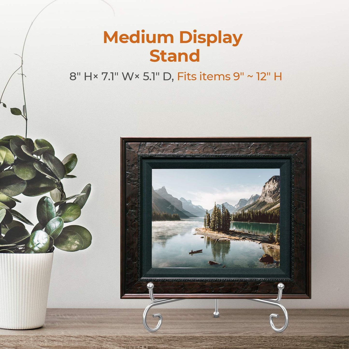 TR-LIFE Plate Stands for Display - 8 Inch Holder + Metal Easel Stand for Picture Frame, Decorative Plates, Photo, Book, Collectibles (Silver 2 Pack)