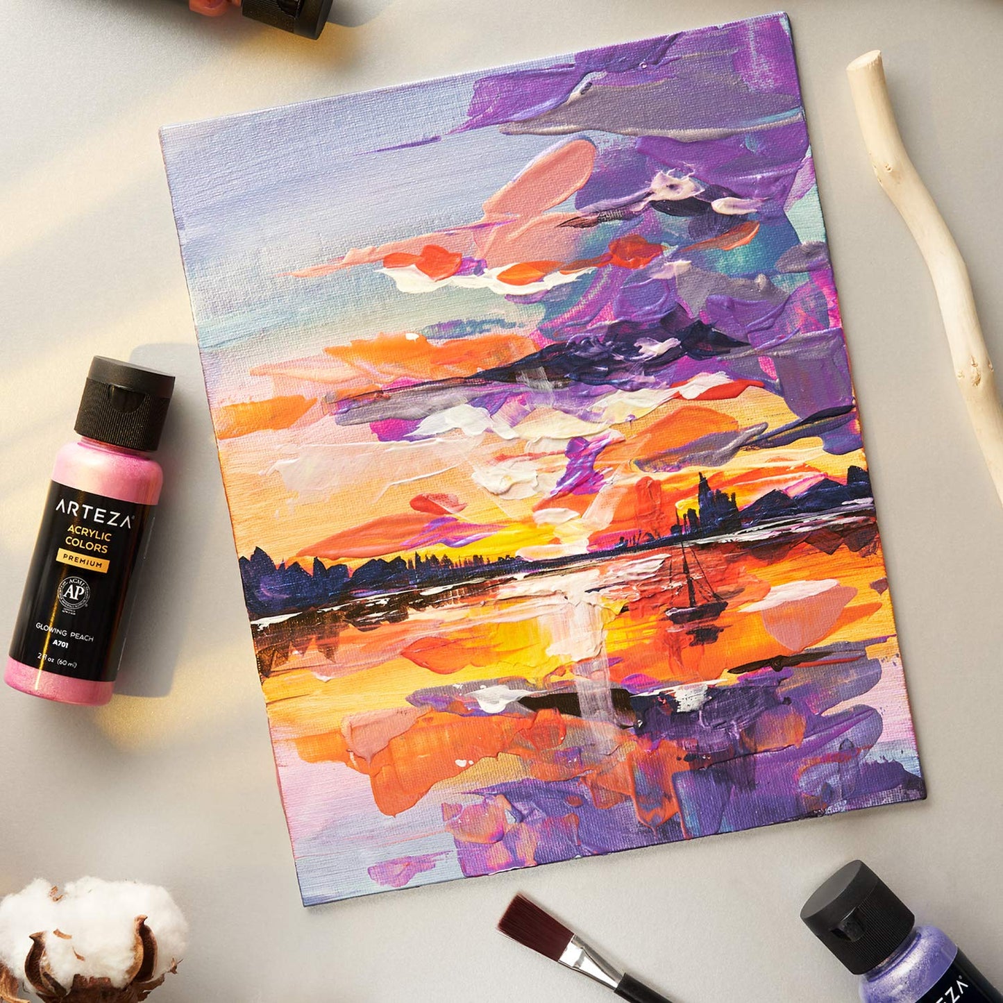 ARTEZA Iridescent Acrylic Paint Set, 10 Galaxy Tones, 60 ml / 2 fl oz Bottles, Shimmer Water-Based Paints for Canvas, Wood, Rocks, Fabric, Paper, and Mixed Media