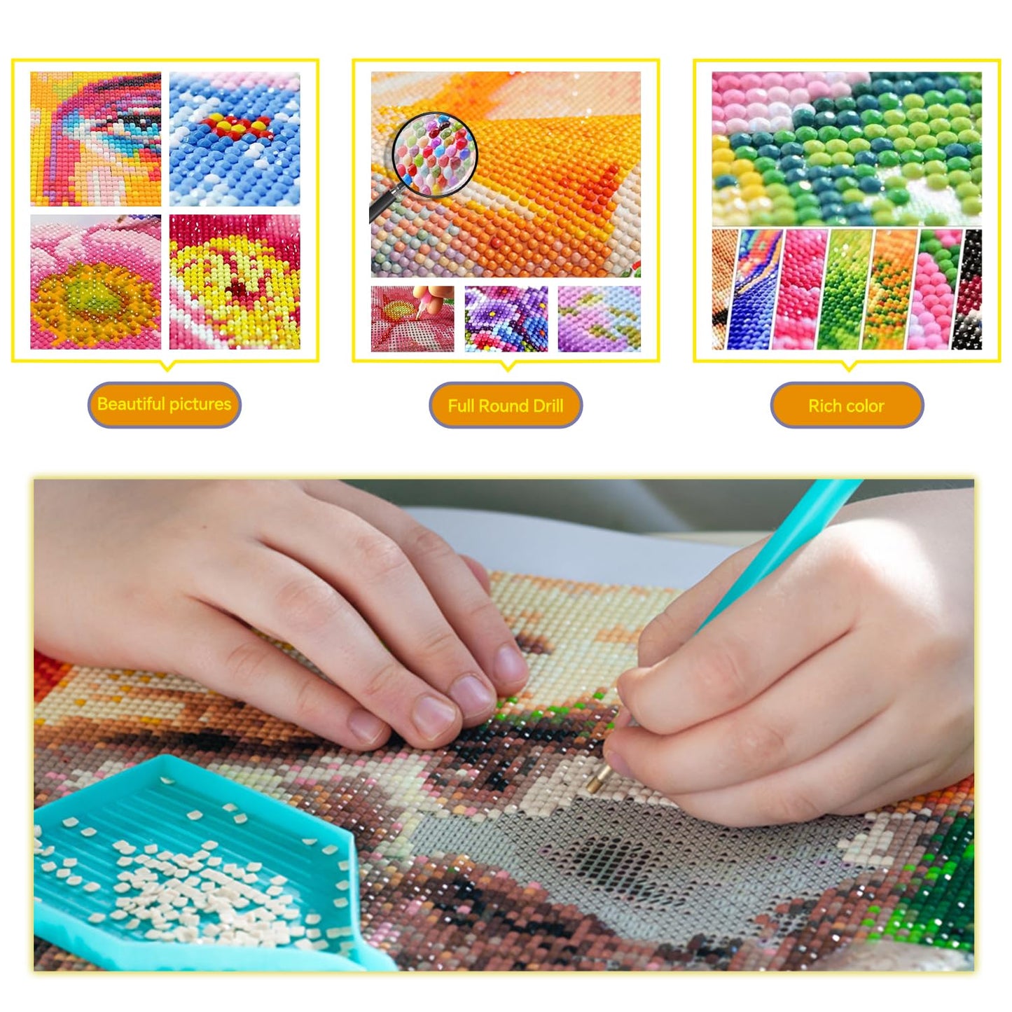 Diamond Paintings Kits for Beginners,Full Round Drill Diamond Arts Kits for Adults,Glowing Dream Forest Paint by Diamond,5D DIY Diamond Painting Dot Gem Art, for Home Wall Decor 13.8x13.8 Inch