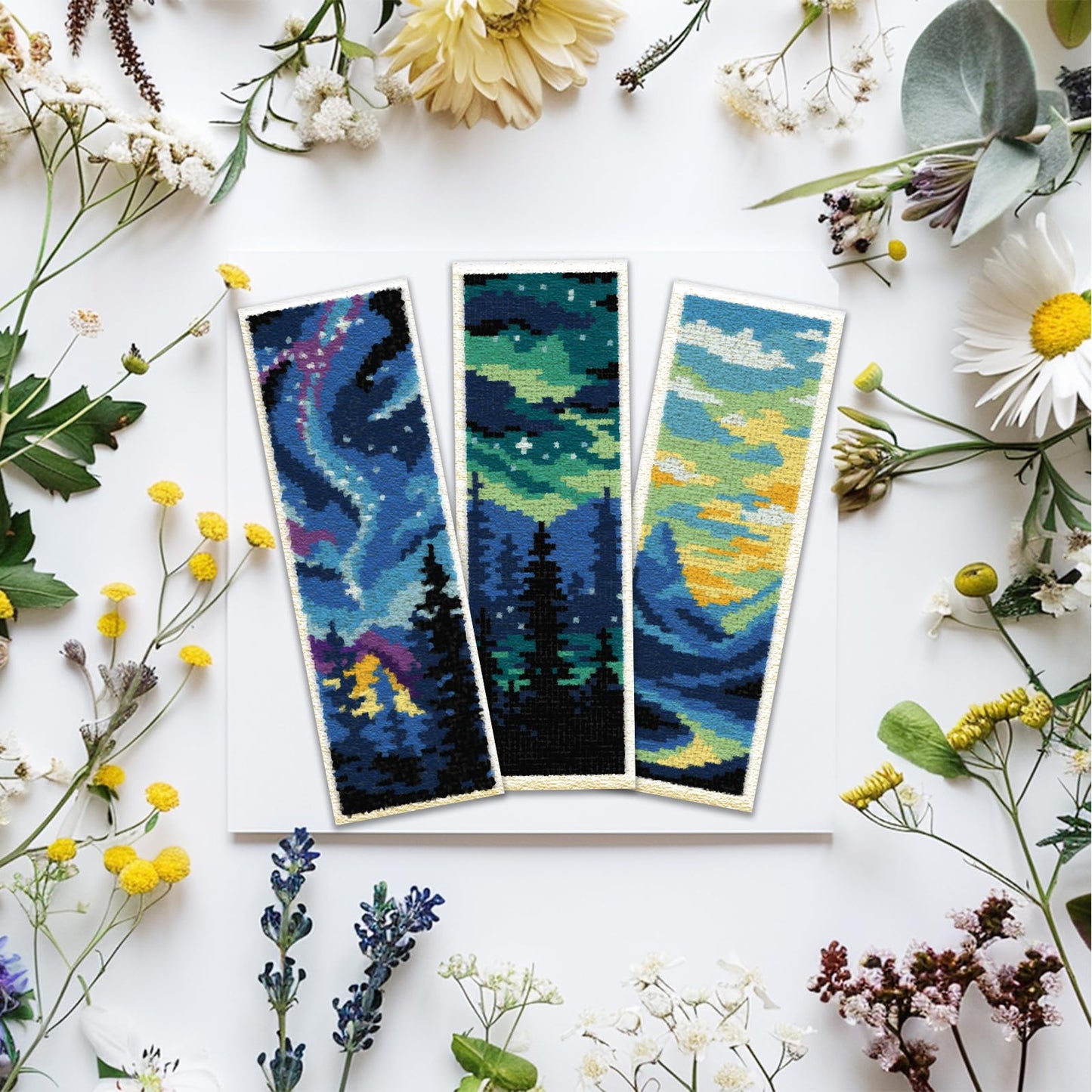 6PCS Cross Stitch Bookmark Kit for Adult Beginners Landscape Cross Stitch Kits DIY Crossstitch Kits Adult Stamped Bookmark Embroidery Bookmarks Kit with Instructions 8''x2.4'' 11CT