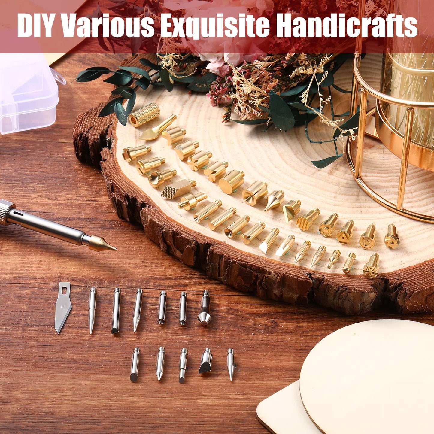 Lothee 43 Pieces Wood Burning Tip Set Wood Burning Tip Wood Burning Tips Template for DIY Embossing and Carving Crafts Wood Burning (Different Shape)