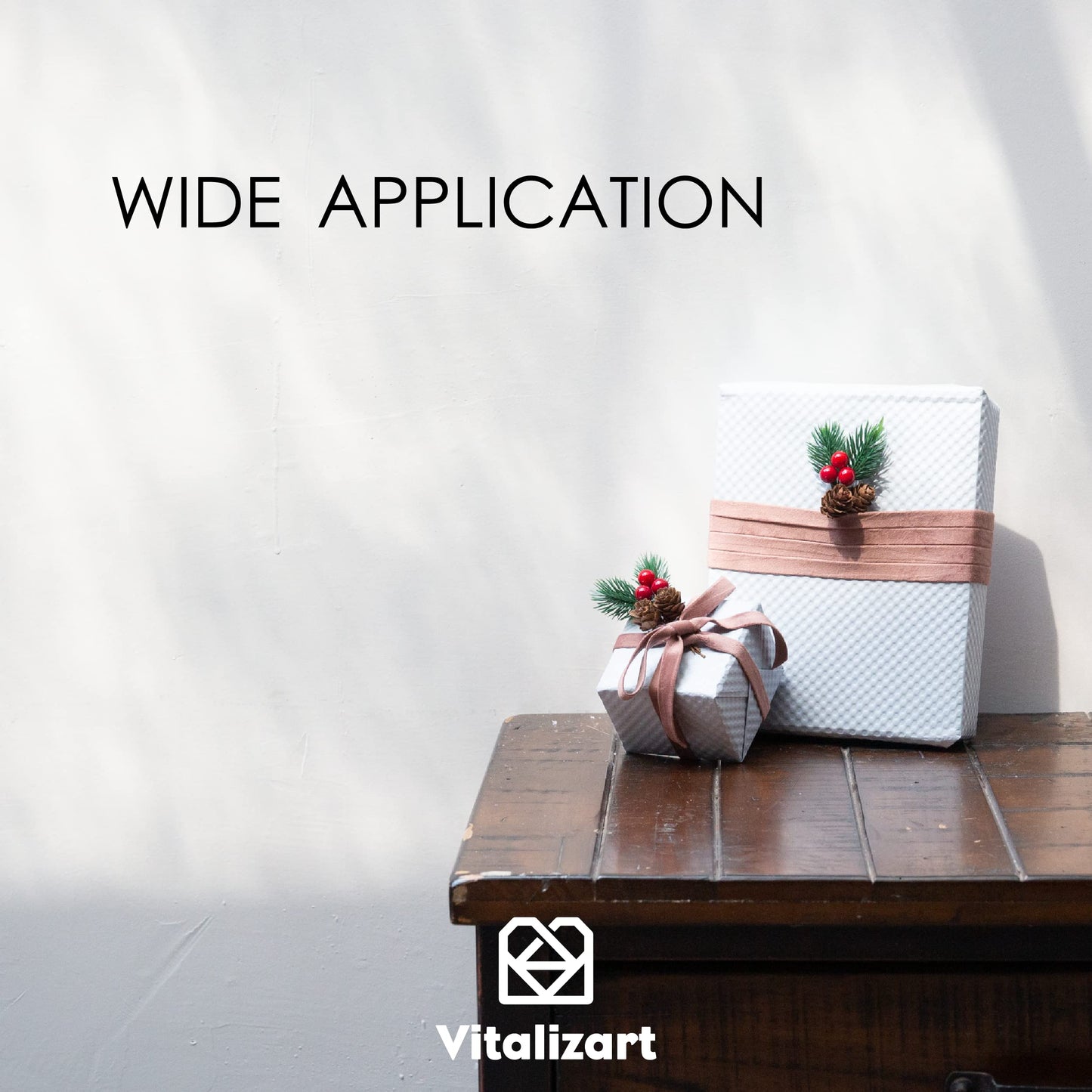 Vitalizart Rose Gold Velvet Ribbon Set 3/8"" x 15Yd Wooden Spool Fabric Trim Eco-Friendly 3 Rolls * 5Yd for Christmas Wreath Decoration Handmade Craft Ornaments Gift Wrapping & Bow Making