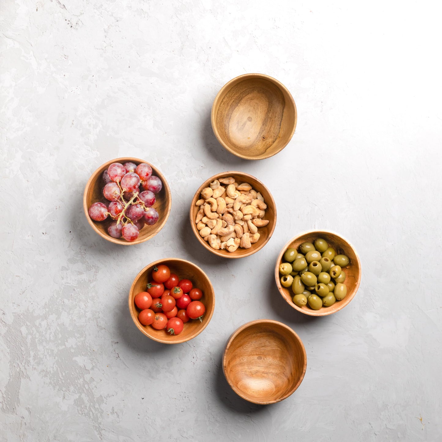 Set of 6 small acacia wood dessert bowls 4.2 * 2 inches | 8 oz capacity | Charcuterie accessories | use for dipping, condiments, nuts, ice cream, snacks, sauce, dips