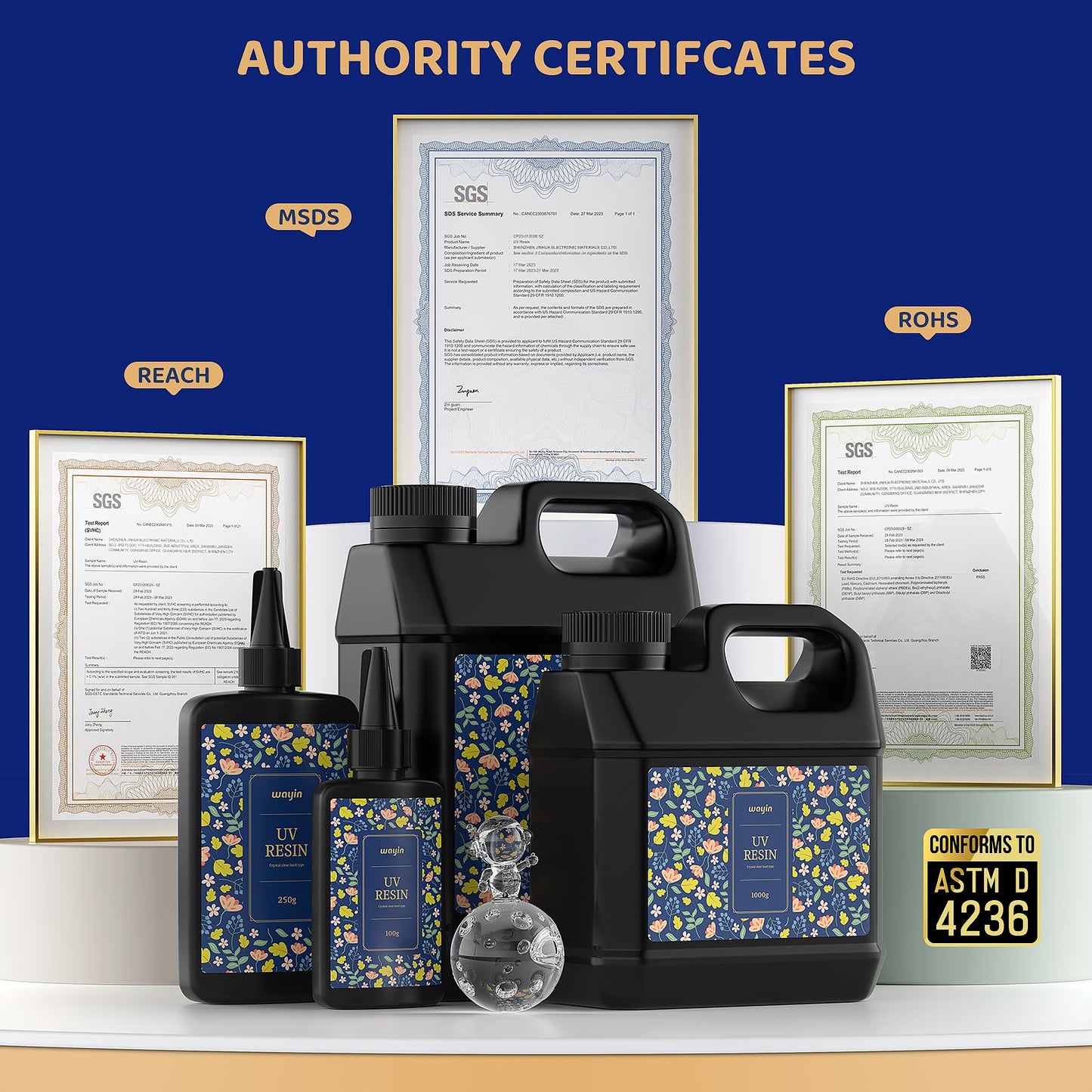 Wayin 100g UV Resin-Crystal Clear Ultraviolet Curing UV Resin for DIY Jewelry Making, Craft Decoration, Hard Transparent Glue Solar Cure Sunlight Activated Resin for Casting & Coating