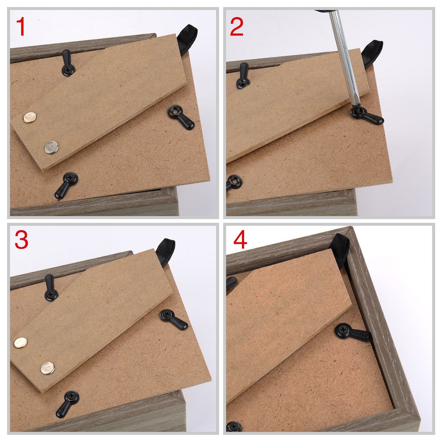 Shappy Picture Frame 100 PC Photo Frame Turn Button Fasteners with 100 Pieces Screws Picture Hardware Backing Clips Framing Parts for Hanging Posters Drawing Crafts, Black