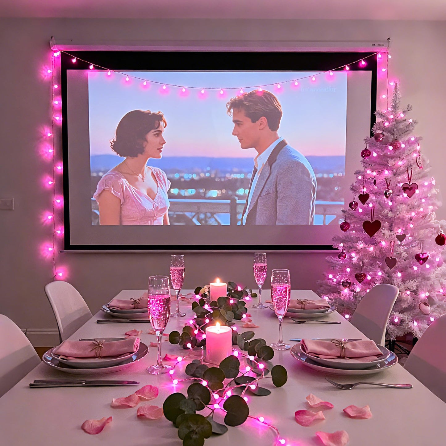 100 LED Pink Valentine Lights Indoor,33 ft Connectable Globe String Lights Plug in, 8 Mode Fairy String Light with Remote for Bedroom Girl Room Anniversary Party Valentines Day Decorations