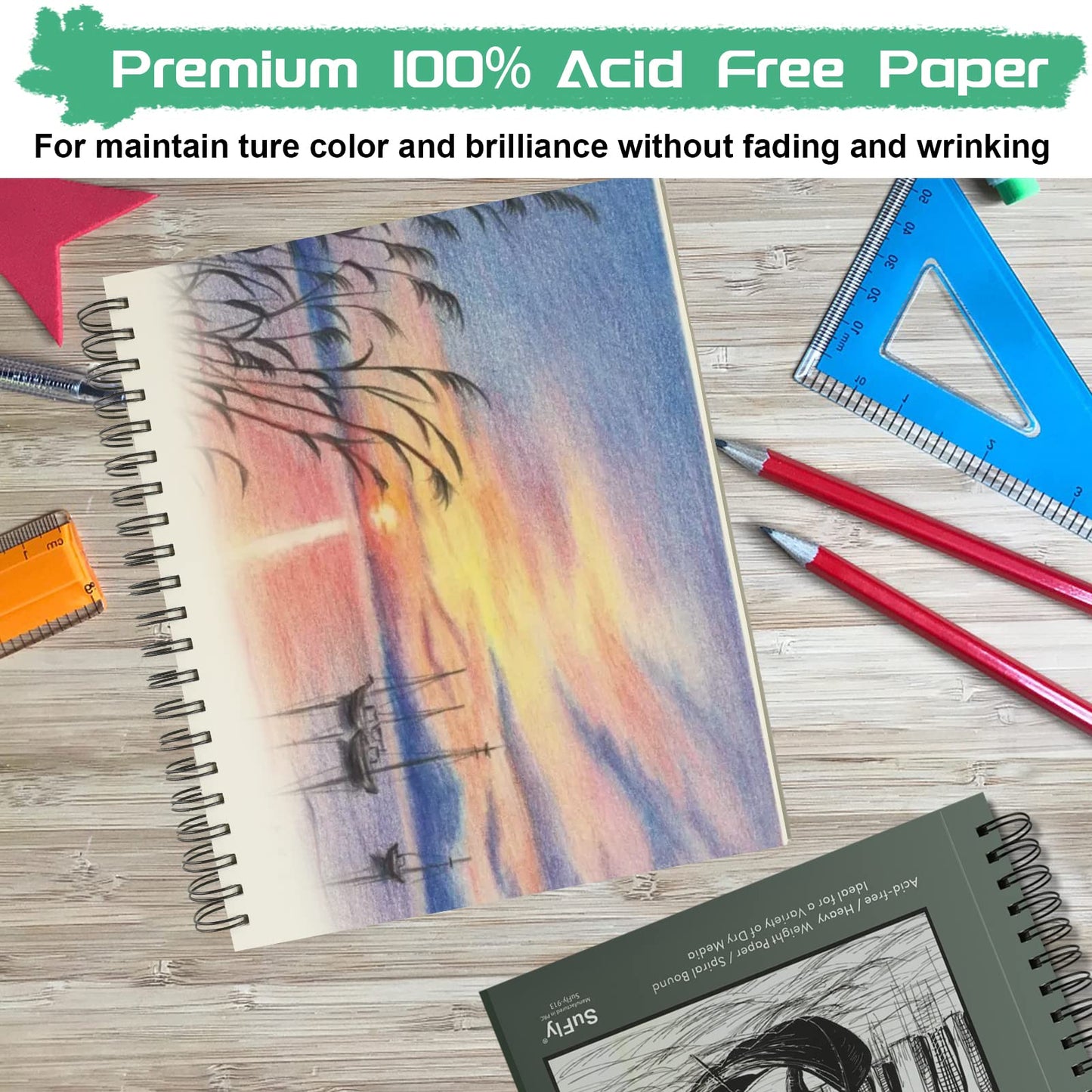 Sketch Book 8.5 x 11, Sketch Pad, Pack of 1 (68lb/110gsm), 100 Sheets Spiral Sketchbook, Acid Free Drawing Paper, Sketch Pads for Drawing for Adults, Art Paper for Drawing and Painting for Kids.