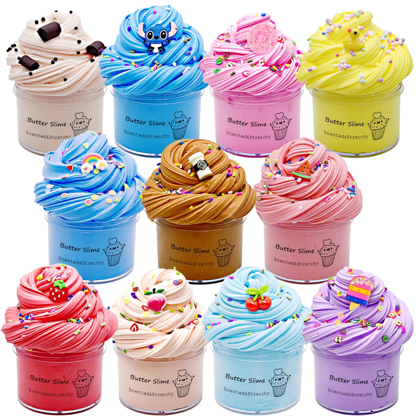 THGIEOHT Butter Slime Kit 11 Pack Party Favors for Kids, Colorful Stress Relief Toy for Girls Boys, Easter Filling Stuffers, Christmas Stocking Stuffers