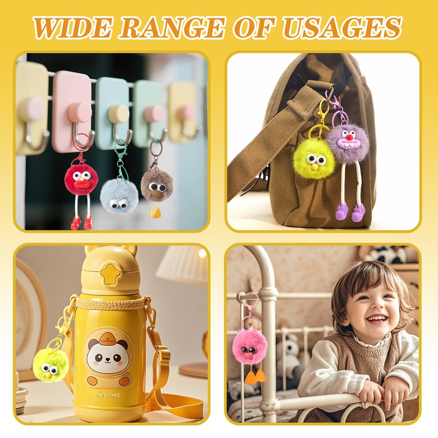 30PCS Party Favors Kids Keychains - Fun Keychain Cute Birthday Goodie Bags Stuffers for Kids Fuzzy Plush Keychain Bulk Monster Keychains Classroom Prizes Elementary Key Chains Bulk Treasure Box Toys