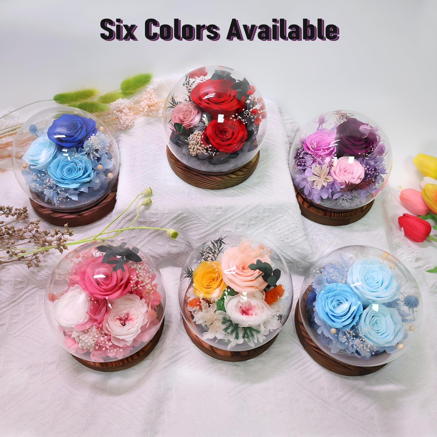 FIACO Gifts for Mom Flowers for Delivery Prime Birthday Gifts for Women Mothers Day Grandma Gifts Forever Preserved Flowers Fresh Eternal Rose in Glass Dome for Girlfriend Wife Her