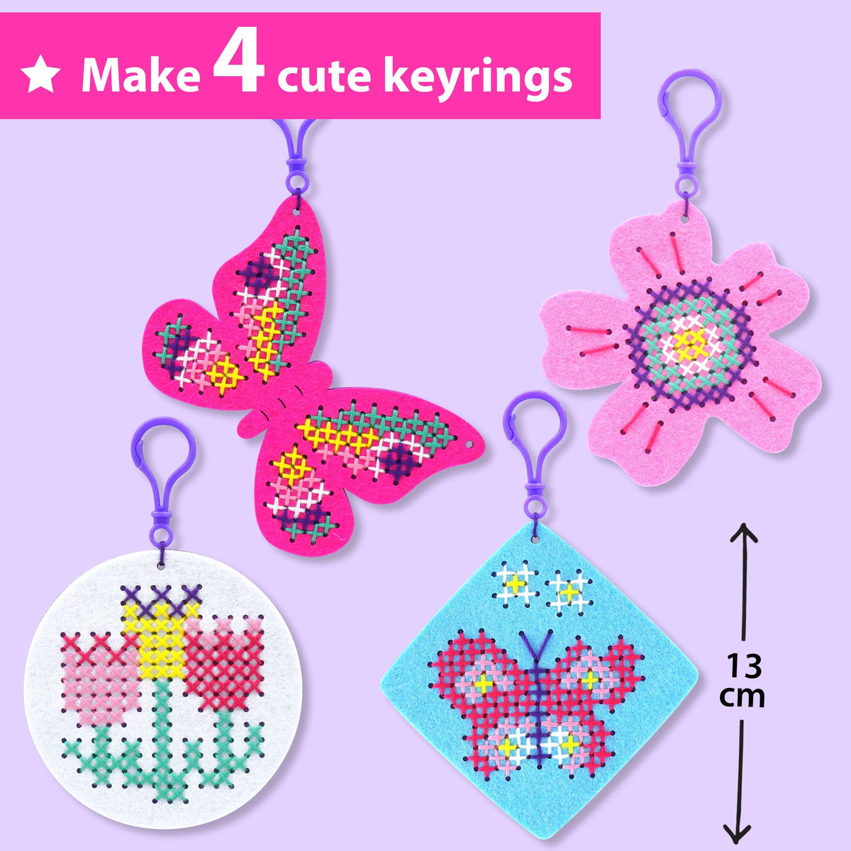 KRAFUN Butterfly & Flower Cross Stitch Kit for Kids Age 5+