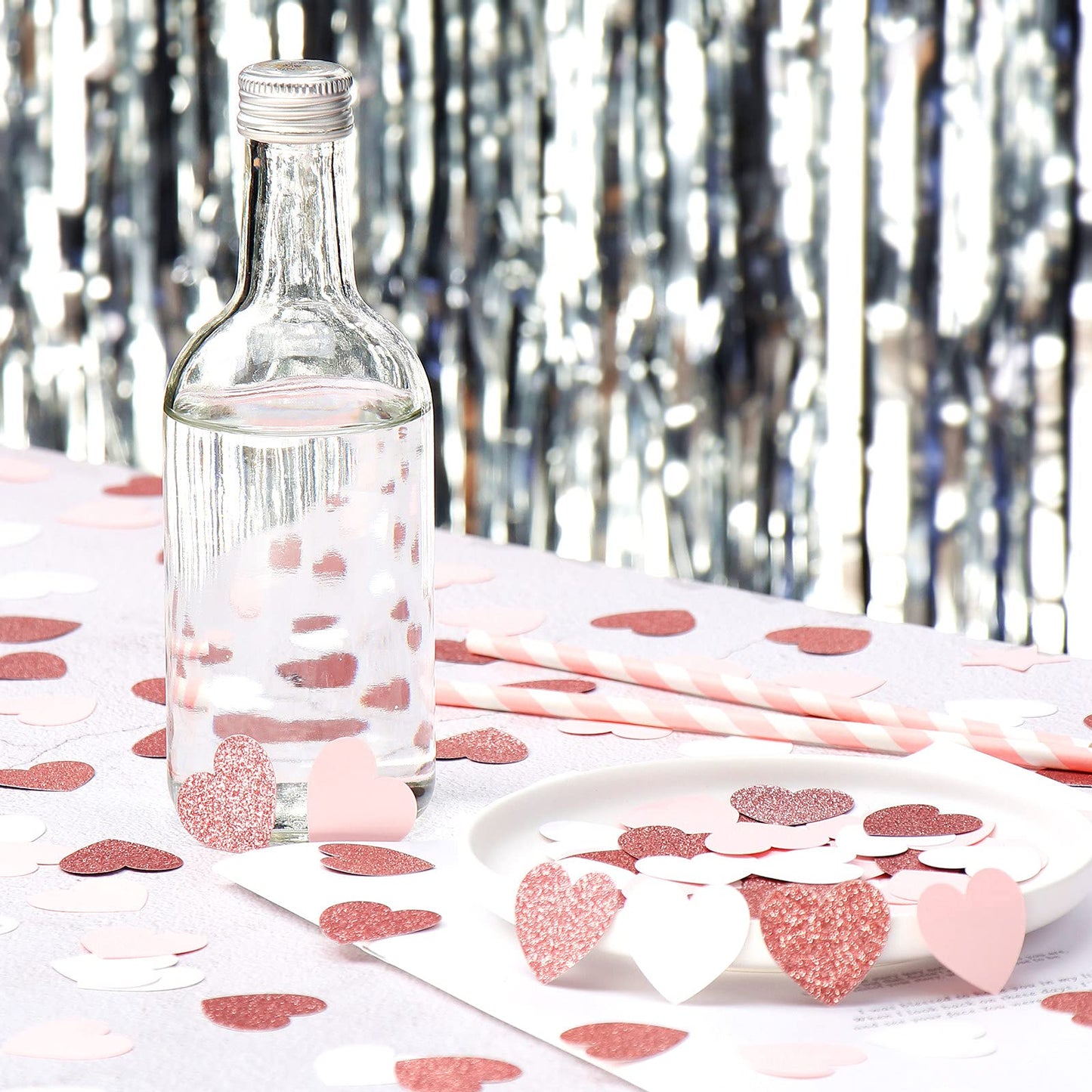 Rose-Gold Pink Valentines-Day Decorations Heart-Confetti - 200pcs Mothers Day Brunch Engagement Bachelorette Table Decor,Wedding Baby Shower Birthday Glitter Paper Party Confetti Lasting Surprise