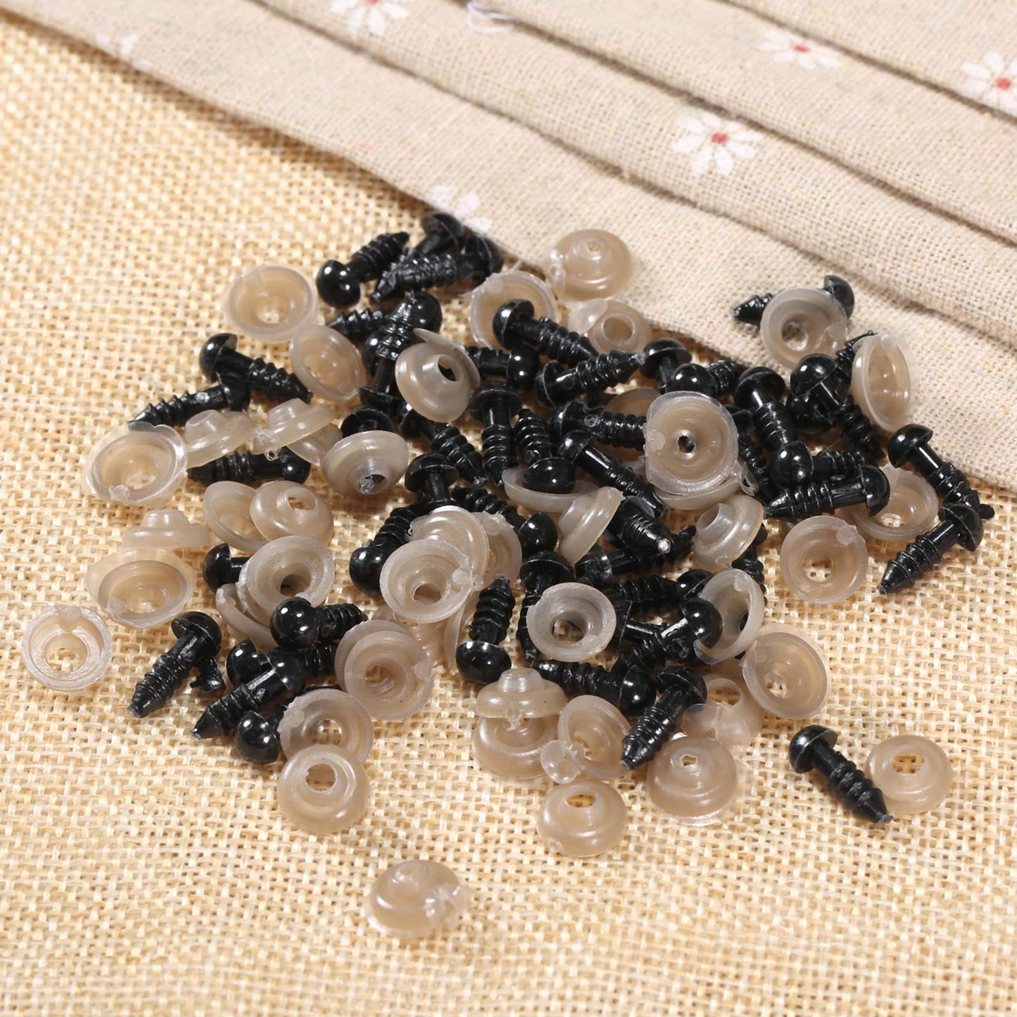 dophee 20Pcs Black Plastic Safety Eyes with Washers, DIY Craft Dolls Eyes Nose for Crochet Puppet Plush Amigurumi Stuffed Animals Making, 6mm