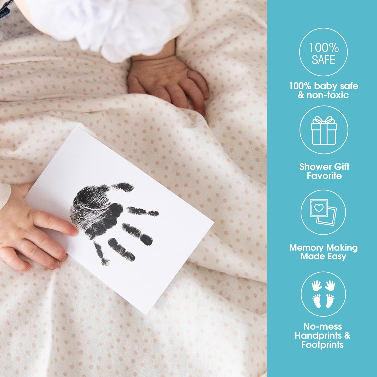 Pearhead 4-Pack Clean-Touch Ink Pad Kit, Mess-Free Inkless Hand and Footprint Kit, Baby Foot Printing Kit, Cat and Dog Paw Print Kit, Suitable for Babies and Pets