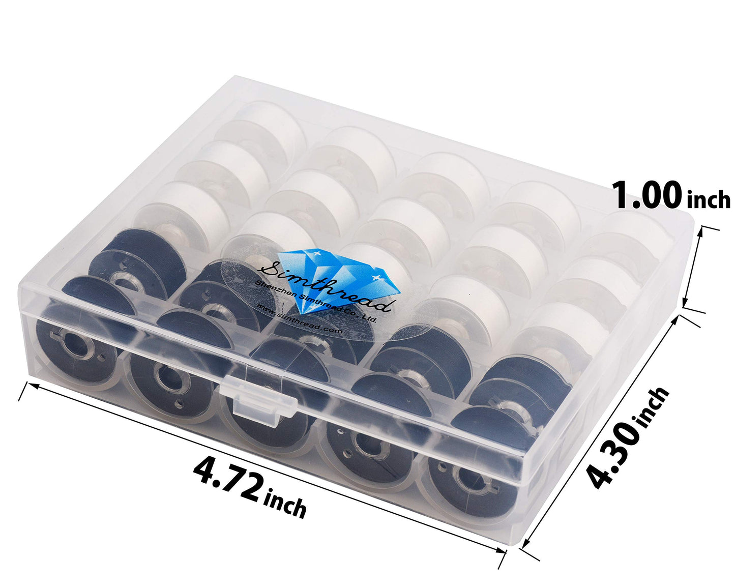 25pcs 15White+10Black Prewound Bobbin Thread Size A Class 15 (SA156) 60WT with Clear Storage Plastic Case Box 70D/2 Compatible with Brother Embroidery Thread Sewing Thread Machine DIY