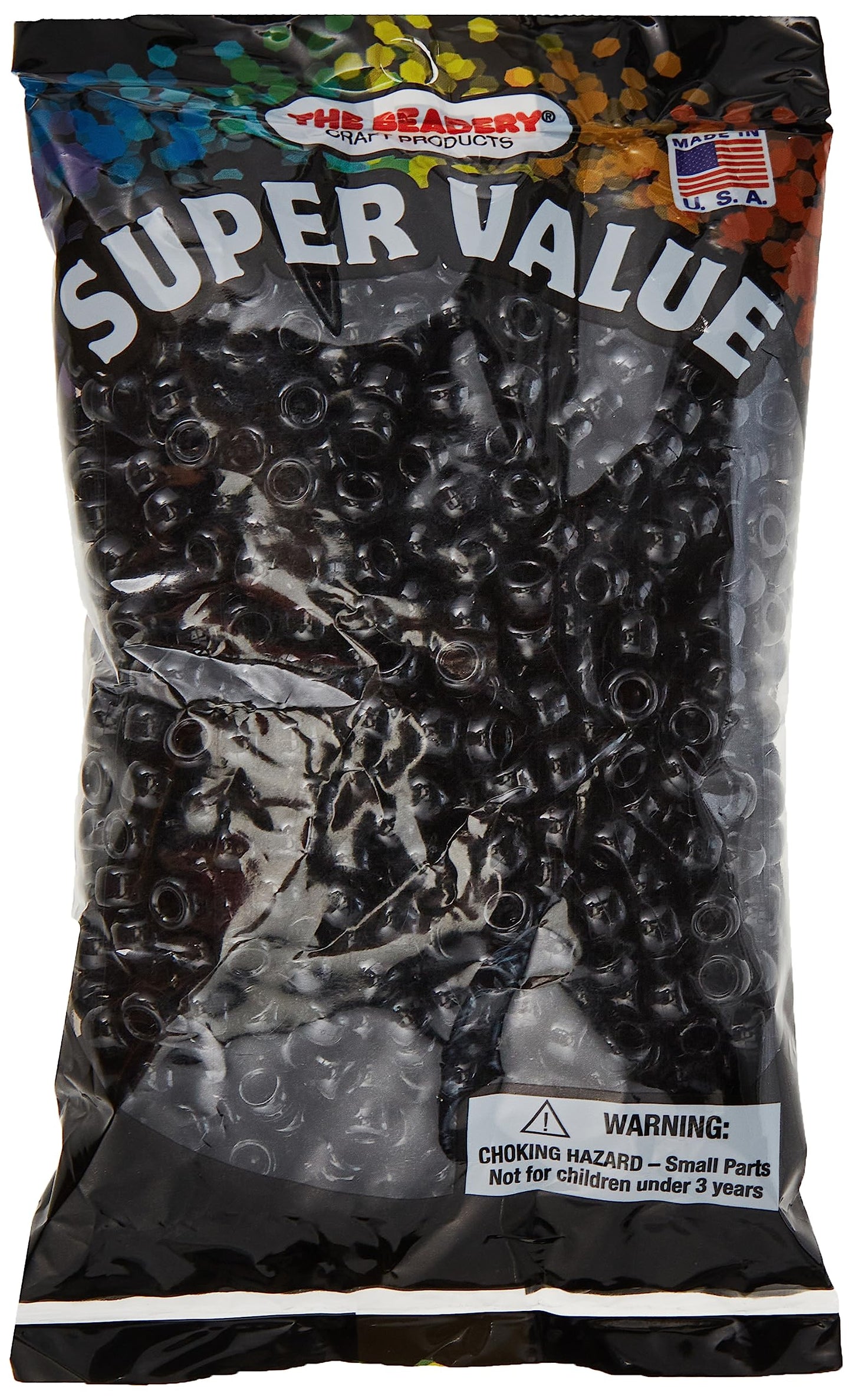 The Beadery - 9x6mm Barrel Pony Bead, Black - 900 Pieces - 750V052