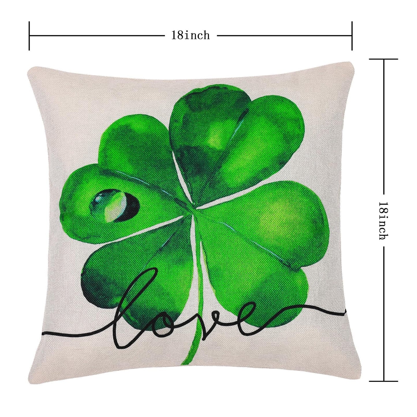 St Patricks Day Decor-Throw Pillow Covers 18x18 in Set of 4,Shamrock Linen Pillow Case with Green Hat Irish for Large Couch Sofa Home Indoor Outdoor Holiday Decorations