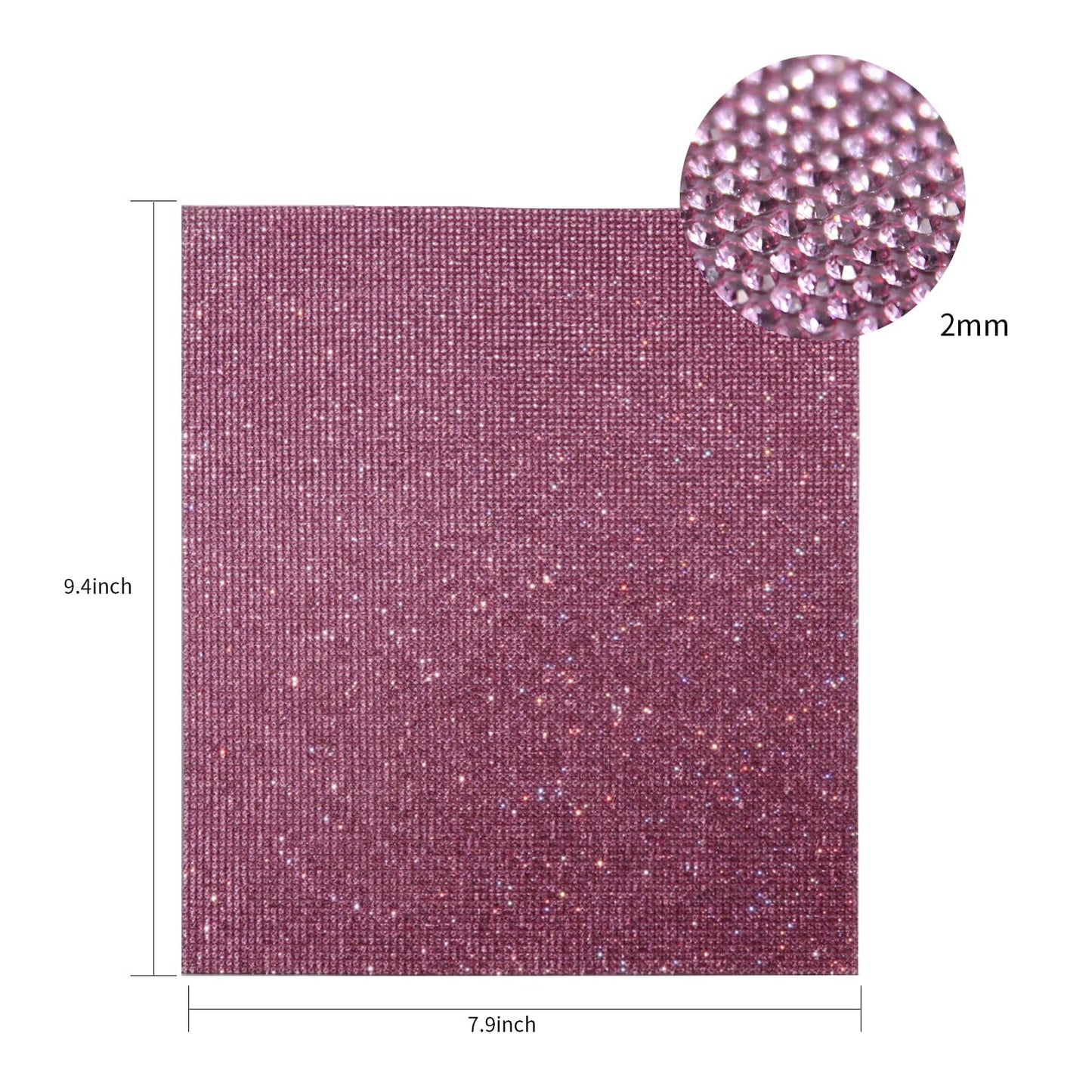 Bling Crystal Rhinestone Sheet, Glitter Car Decoration Gem Sheets, Rhinestone Stickers Self Adhesive for DIY, 9.4 x 7.9 Inch (Pink)