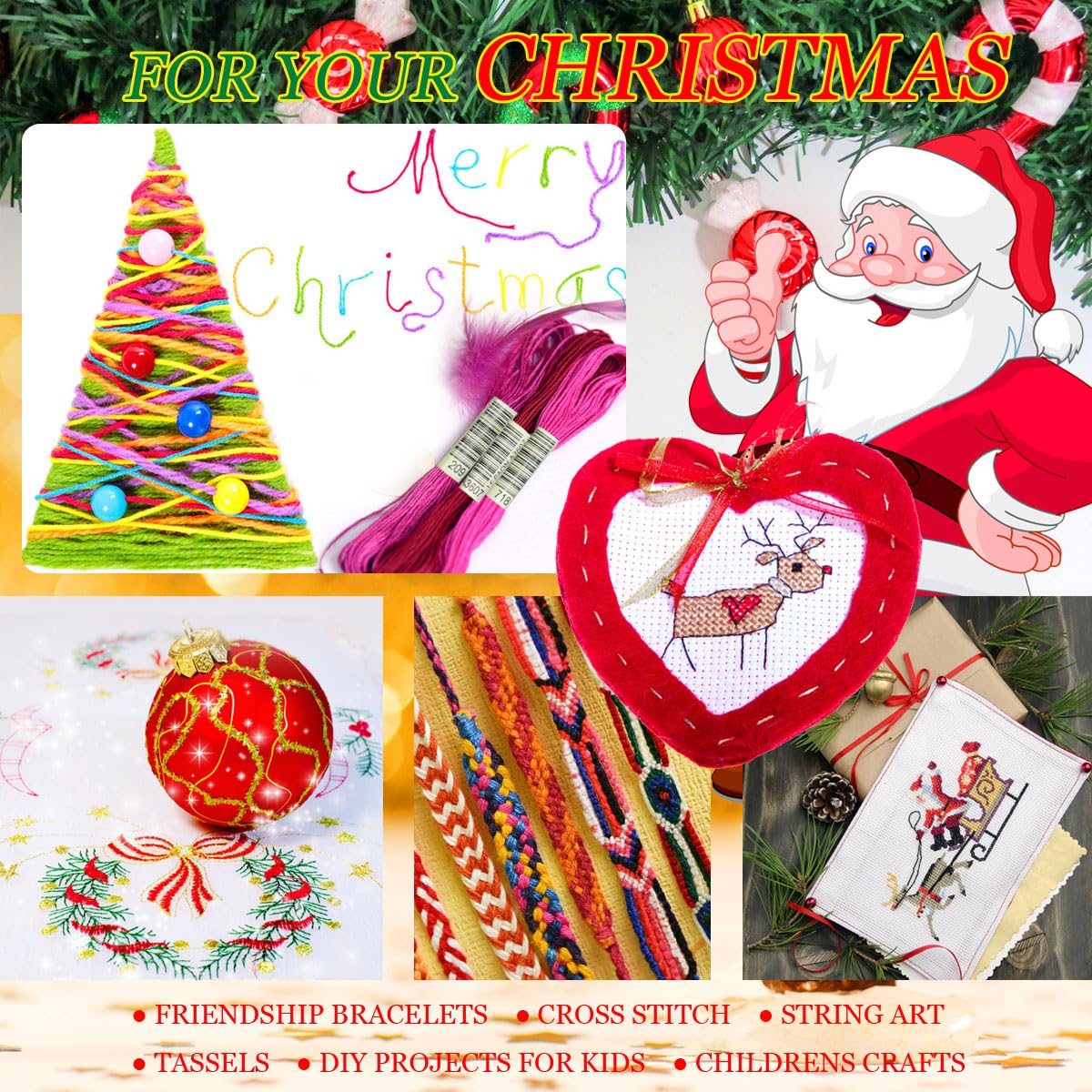 Friendship Bracelet String 50 Skeins Fashionable Rainbow Color Embroidery Floss Cross Stitch Embroidery Thread Cotton Floss Bracelet Yarn, Craft Floss