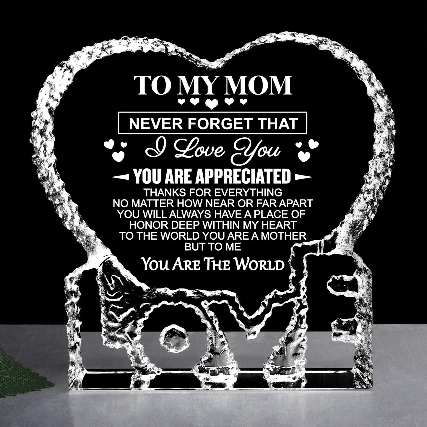 ZHSHWAT Gifts for Mom, K9 Crystal Keepsake Gift from Daughter Son for Mom，Mothers Day Anniversary Birthday Present for Mother