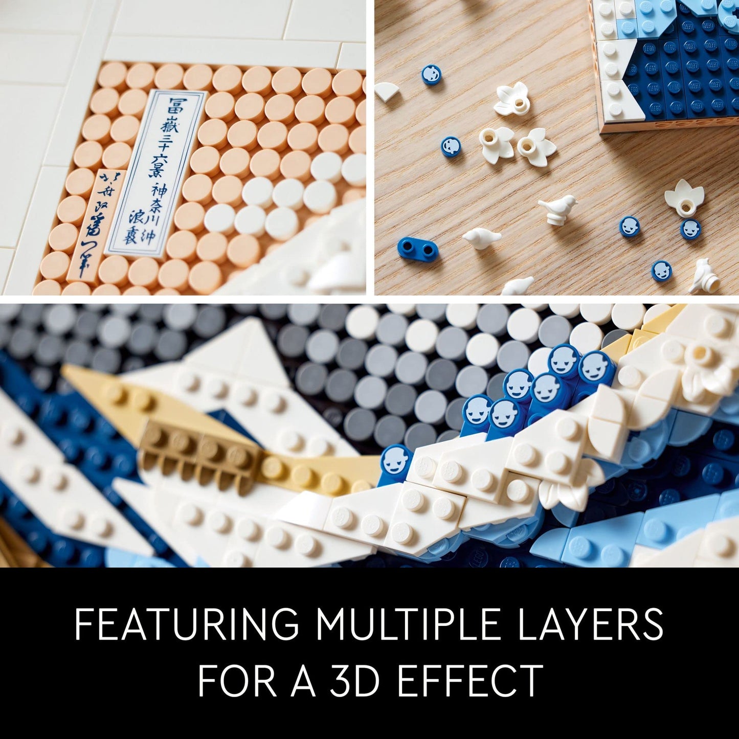 LEGO Art Hokusai – The Great Wave, 3D Japanese Wall Art, Framed Ocean Canvas Picture for Home or Office Décor, Creative DIY Activity, Arts & Crafts Kit, Hobbies for Adults, 31208