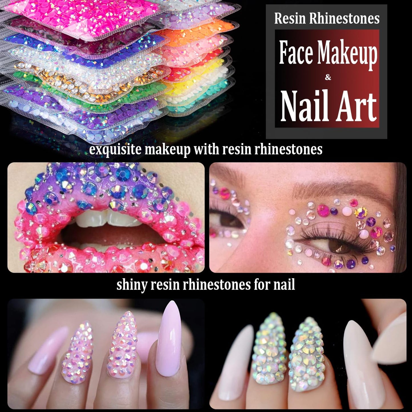 5000pcs 3mm Resin Rhinestones Bulk, Transparent AB Flatback Round Jelly Rhinestones Bedazzling Non Hotfix Crystal Gems Large Quantity Wholesale for DIY Crafts Clothes Tumblers Face Makeup Manicure