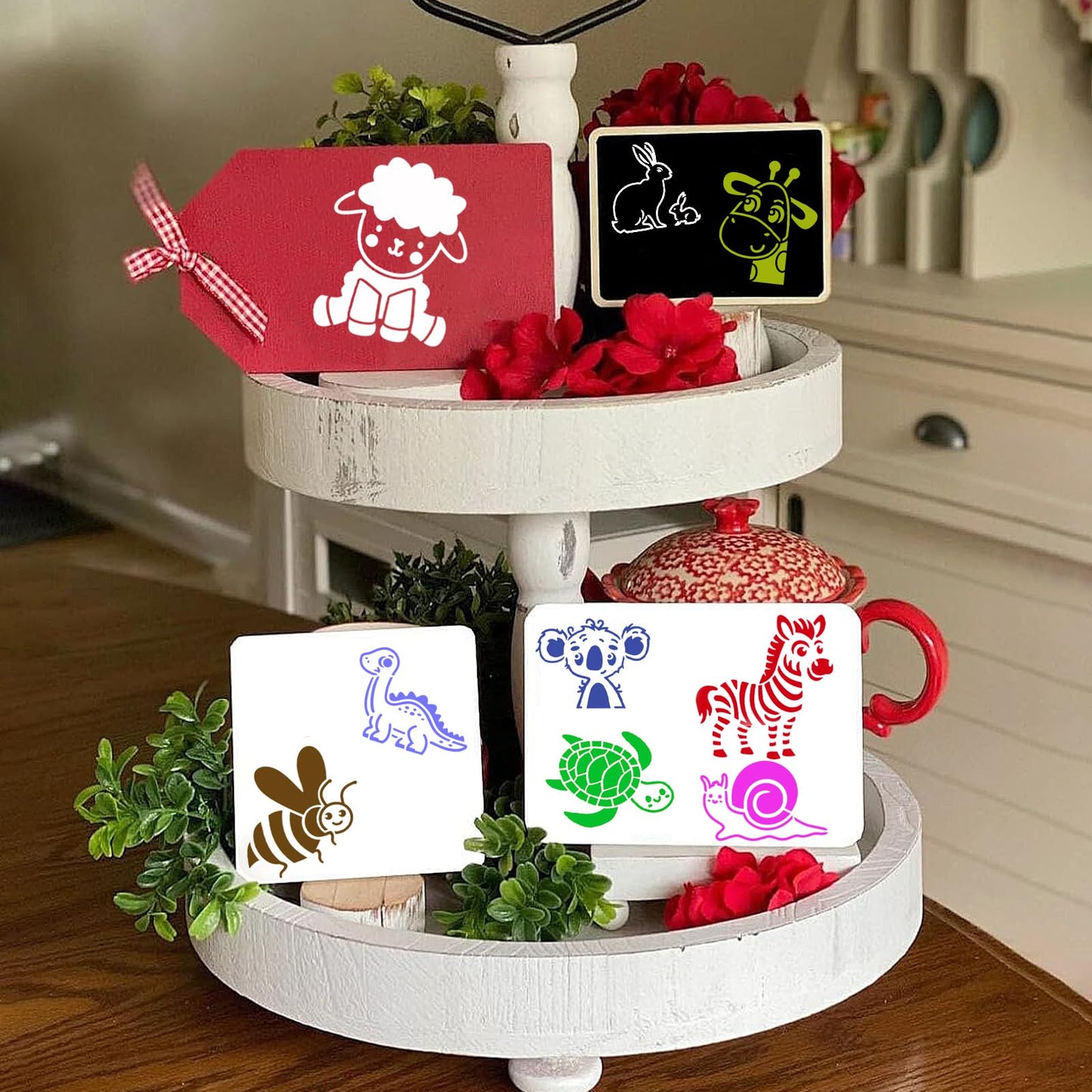 JULMELON Animal Stencils 20Pcs Animal Stencils for Drawing Kid for Painting on Wood Cute Baby Style DIY Art (3 x 3 inches)