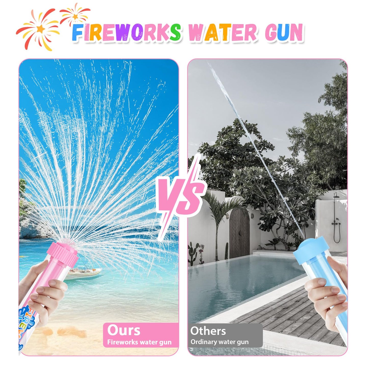 6Pack Creativity Fireworks Water Gun,Sprays Water in a Firework-Like Pattern, Squirt Gun for Kids, Bulk Samll Water Blaster Summer Pool, Backyard, Beach Water Game Outdoor Toys