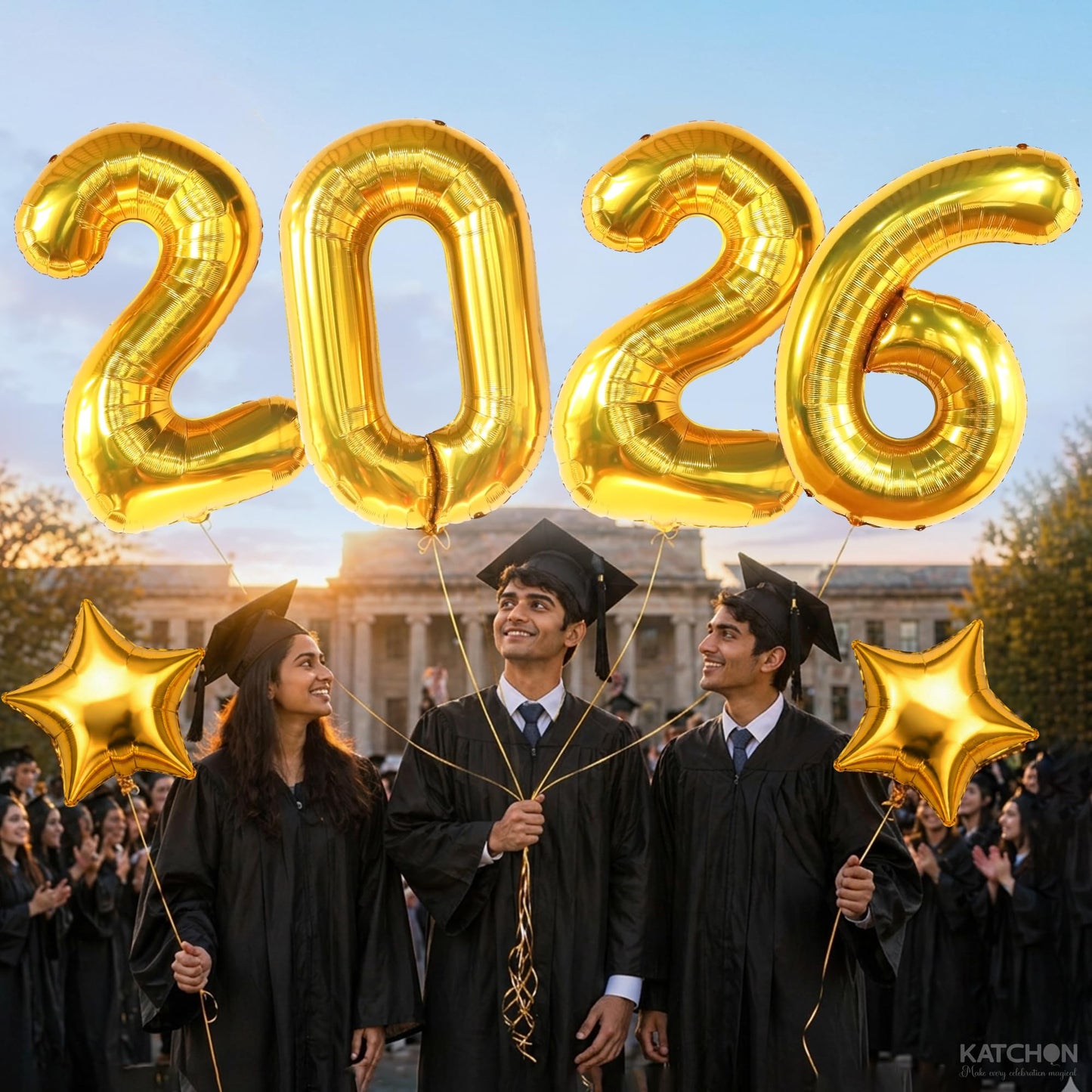 Katchon, Giant Gold 2026 Number Balloons - 40 Inch | Graduation Balloons 2026 Balloon Numbers | Gold Balloon for Graduation Decorations 2026 Grad Party Decorations 2026 Graduation Decor