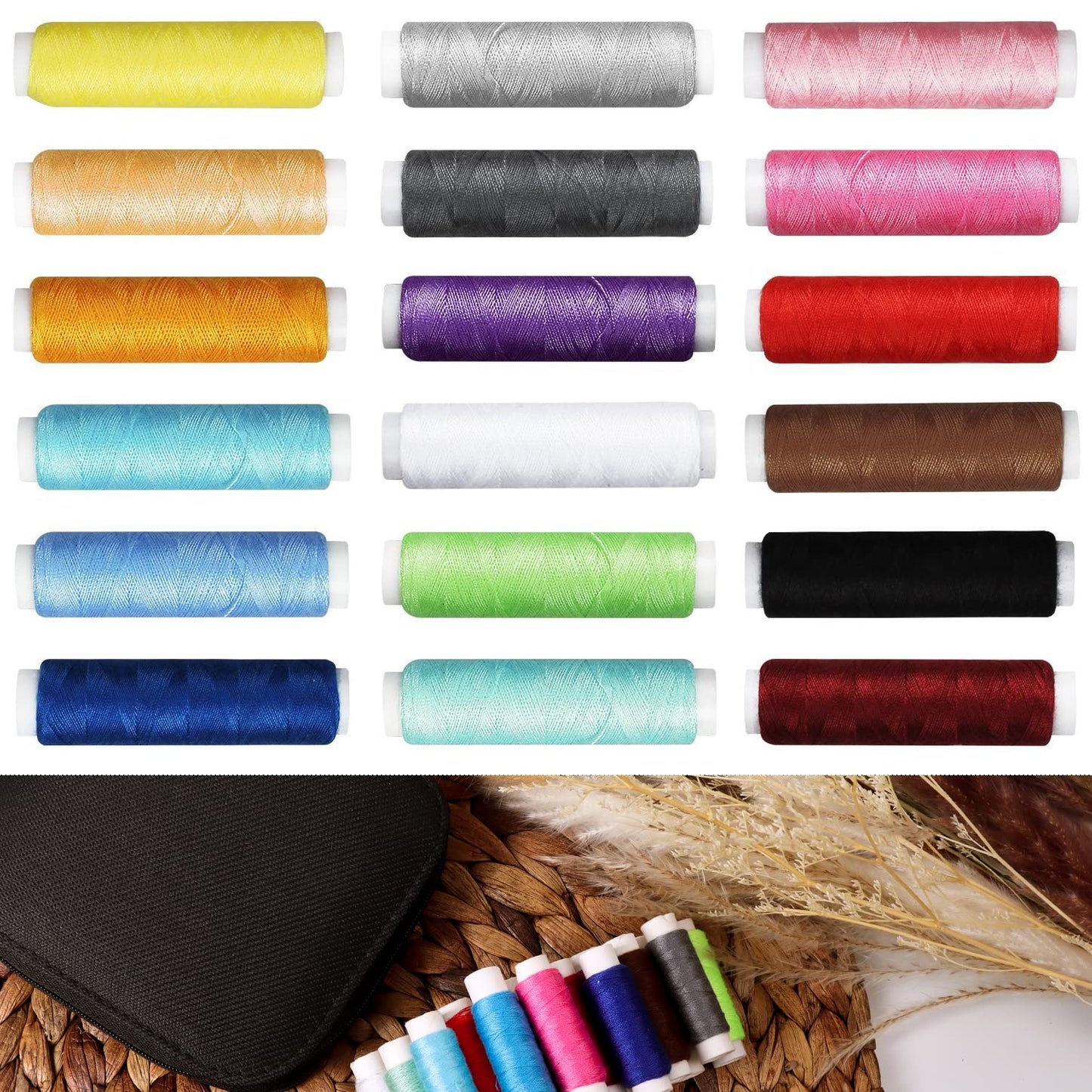 JUNING Sewing Kit with Case Portable Sewing Supplies for Mom Grandma Women Men Teen Girls Boys Home Traveler, Adults, Beginner, Emergency, Contains Thread, Scissors, Needles,Measuring Tape and More