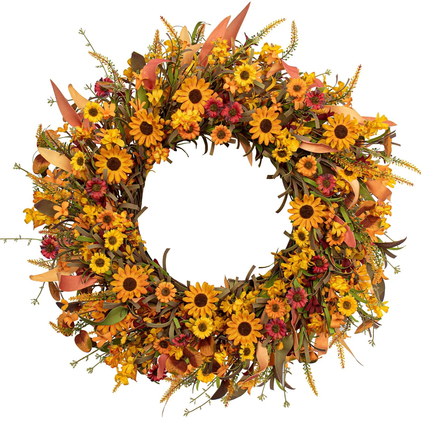 Artificial Fall Wreath 22 Inch Fall Wreaths for Front Door Autumn Porch Farmhouse Thanksgiving Day Harvest Festival