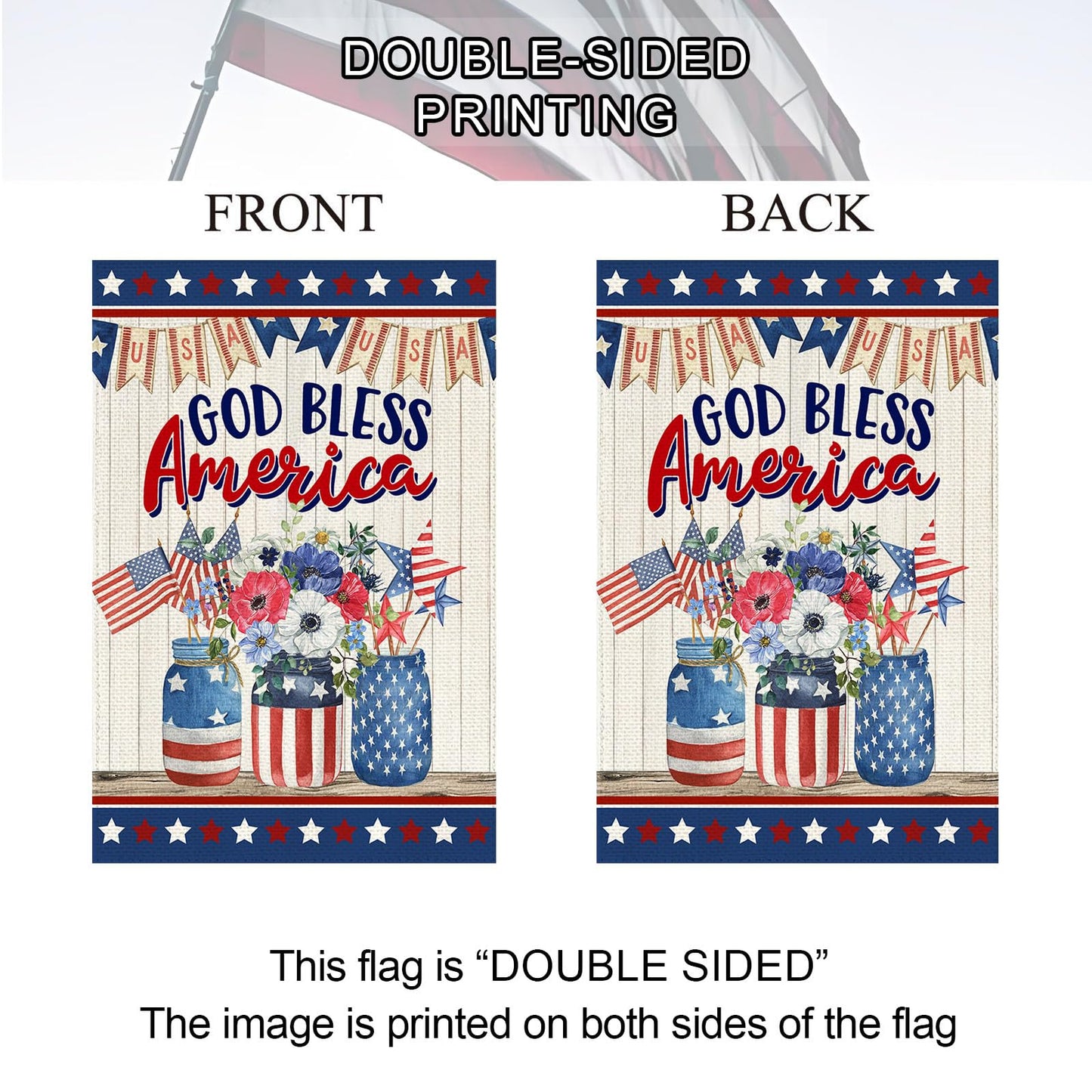 Baccessor 4th of July Patriotic House Flag Double Sided Memorial Day God Bless America Flower Vase Independence Day Yard Flag Outdoor Outside Holiday Decoration 28x40 Inch (Large)
