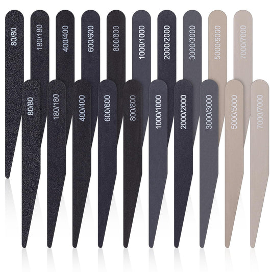 Honoson 20 Pcs Sanding Sticks for Plastic Models Polishing Sticks Assorted Metal and Wood Sanding Tools Accessory for Model Craft Amateur Beginner(Low Grits Rating,Stylish Style)