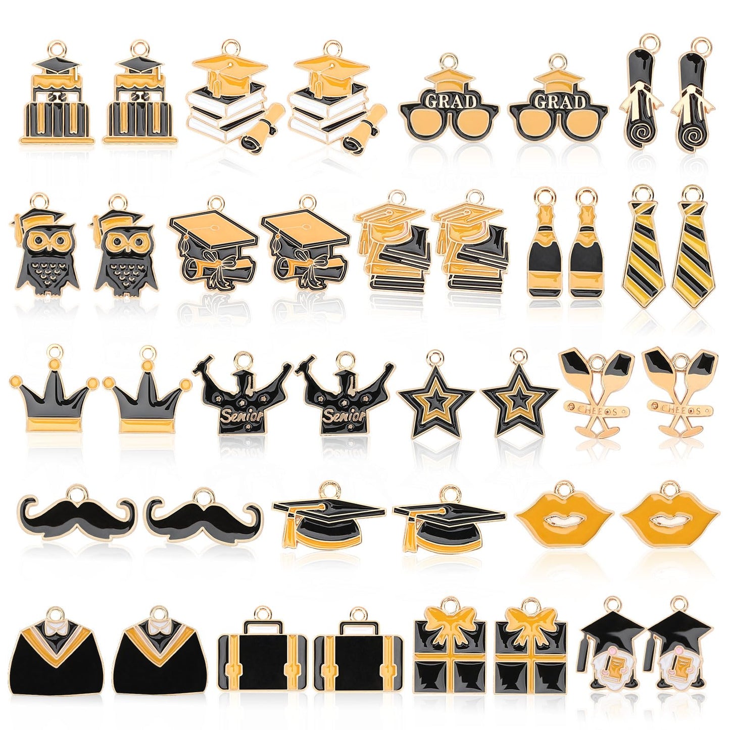 MARFOREVER 40Pcs/20 Pairs Graduation Charms, Graduation Cap Charms for Jewelry Making, Grad Diplomas Hat Enamel Charm Pendants for Class of 2026 Bracelet Necklace Earrings Making Accessories Stuff
