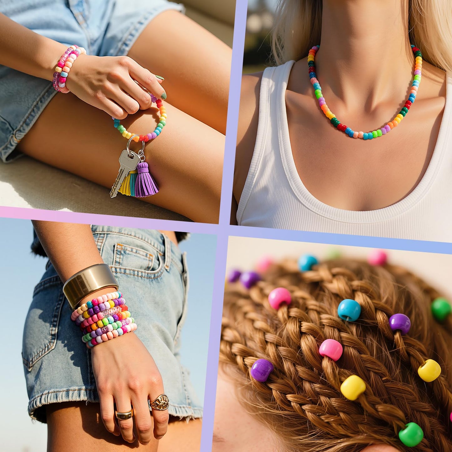 Simetufy 4200Pcs Pony Beads, 24 Colors Beads for Bracelets Making, Pony Beads Bulk for Hair Beads, Kandi Friendship Bracelet Beads for Craft, DIY Jewelry Making, Chirstmas Gifts (Boxed)