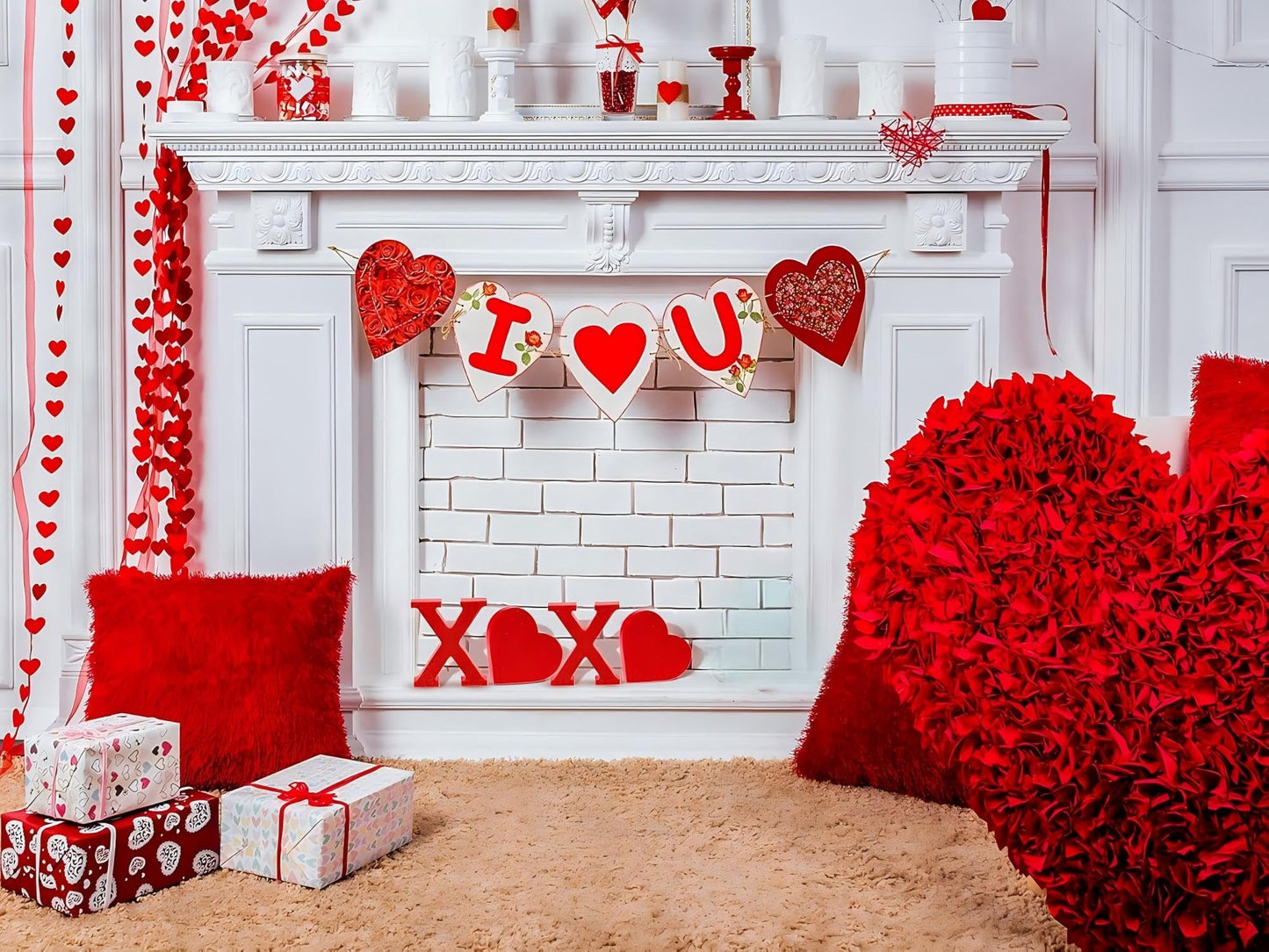 Wood Valentine's Day Table Decorations Freestanding Block Red Cutout Letters with Rhinestone Decor for Valentine's Day Anniversary Wedding Party Favor(Sweet Style)